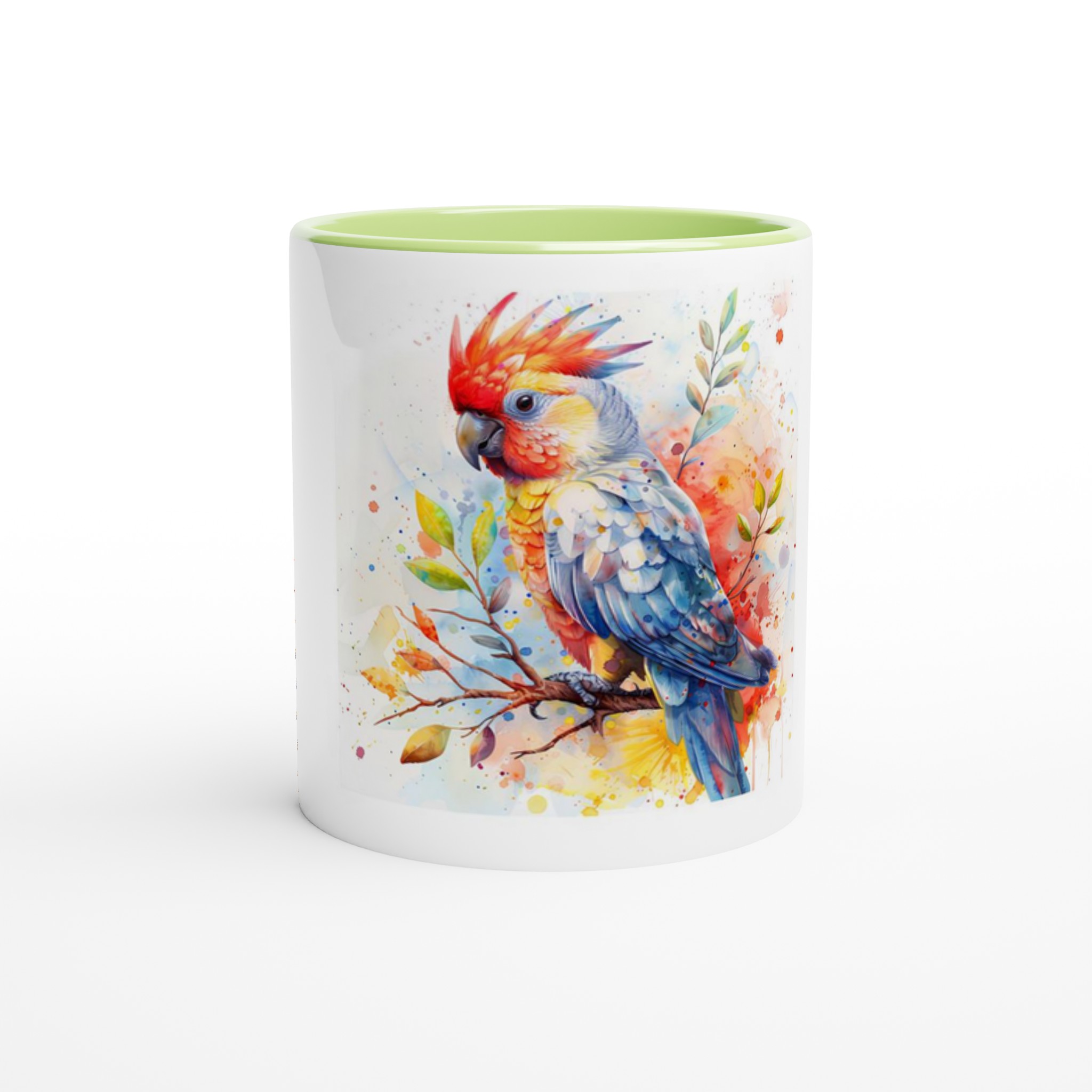 Tropisk Akvarell Papegoja Keramisk Mugg - Livfull 11oz kaffekopp med färgad insida i ditt val av sex djärva nyanser 4 ade13f10-de49-42b3-8859-1d5ae44b5686