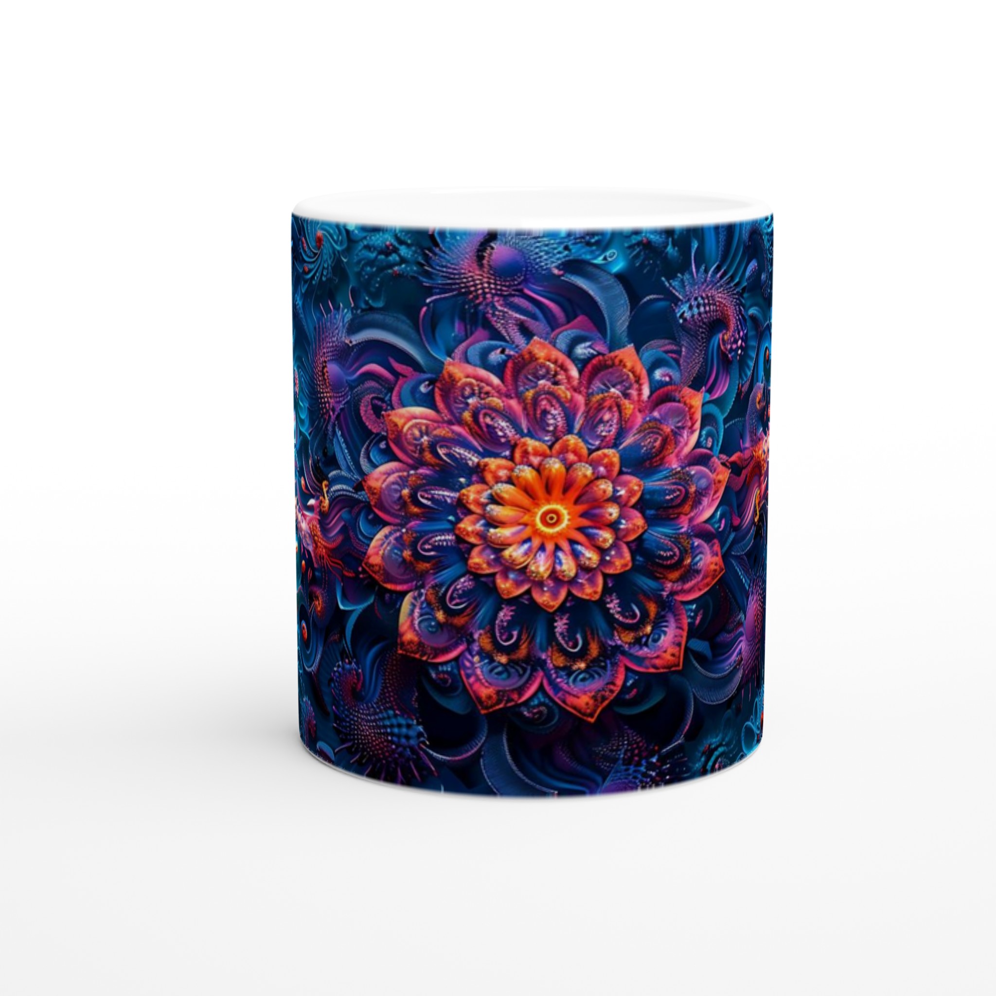 Kosmisk Blomsterprakt Keramikmugg – En Explosion av Färg och Mytisk Design (11oz) 8 adf72b6d-012a-430c-823a-05a57226c4df