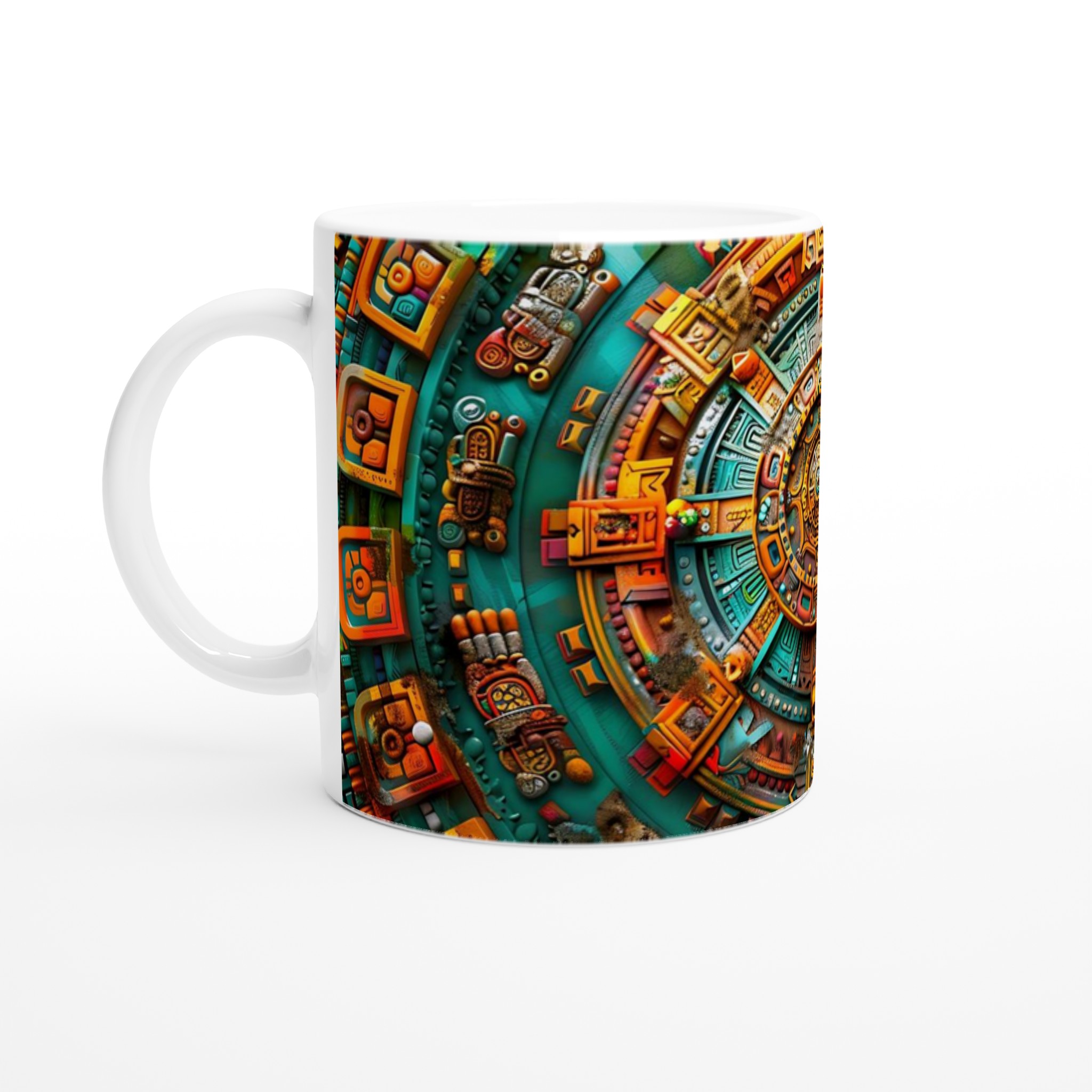 Vit 11oz keramisk mugg med färgstarkt aztekiskt mönster – välj bland sju unika färger 1 adf85fb2-a195-4bd4-b6a7-bed66fd87926