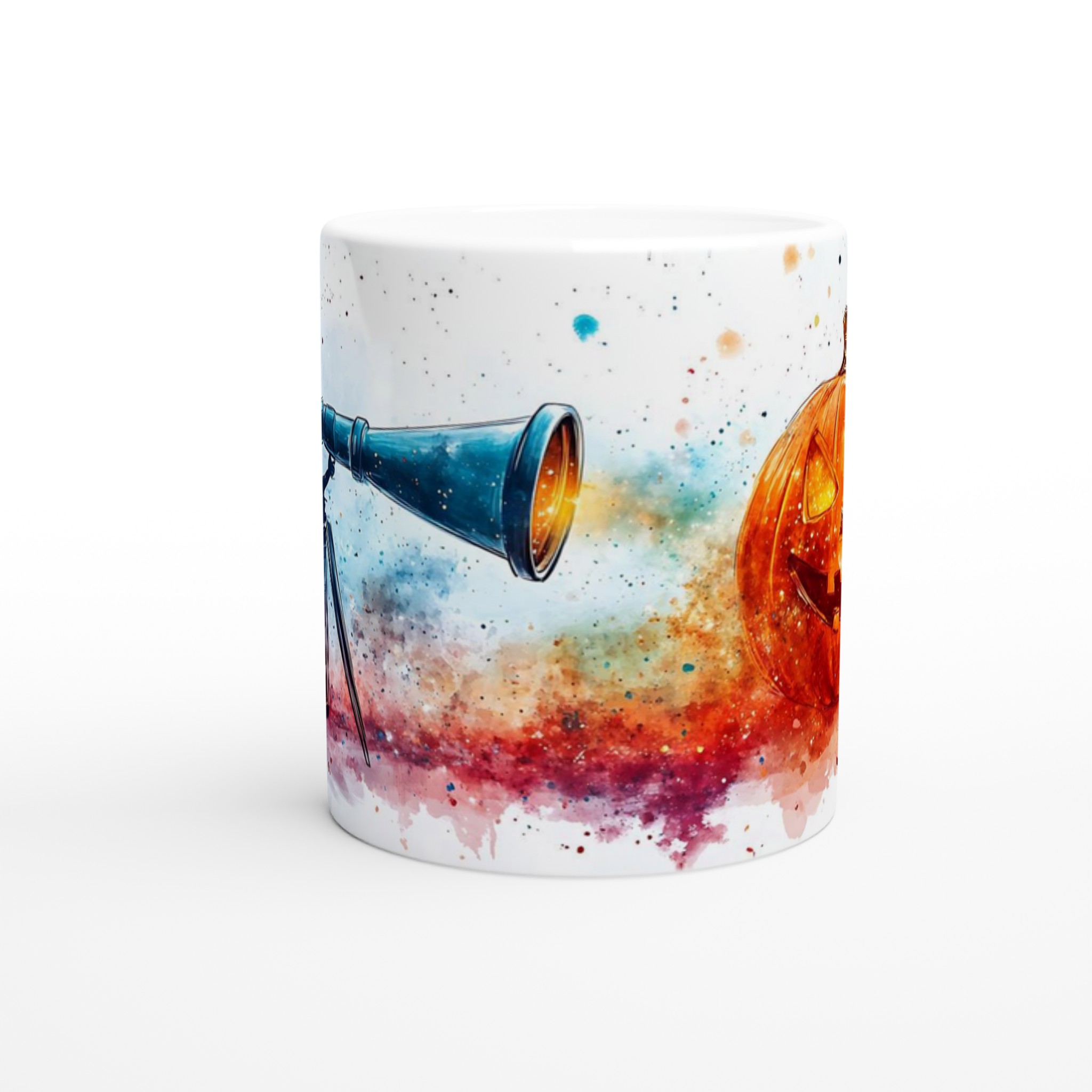 Mystisk Halloween Mugg: Barn med kikare & Lysande Pumpa – Vattenfärgsstil Keramisk Mugg 8 ae009642-7a72-4d68-a619-cd0592c2eafe