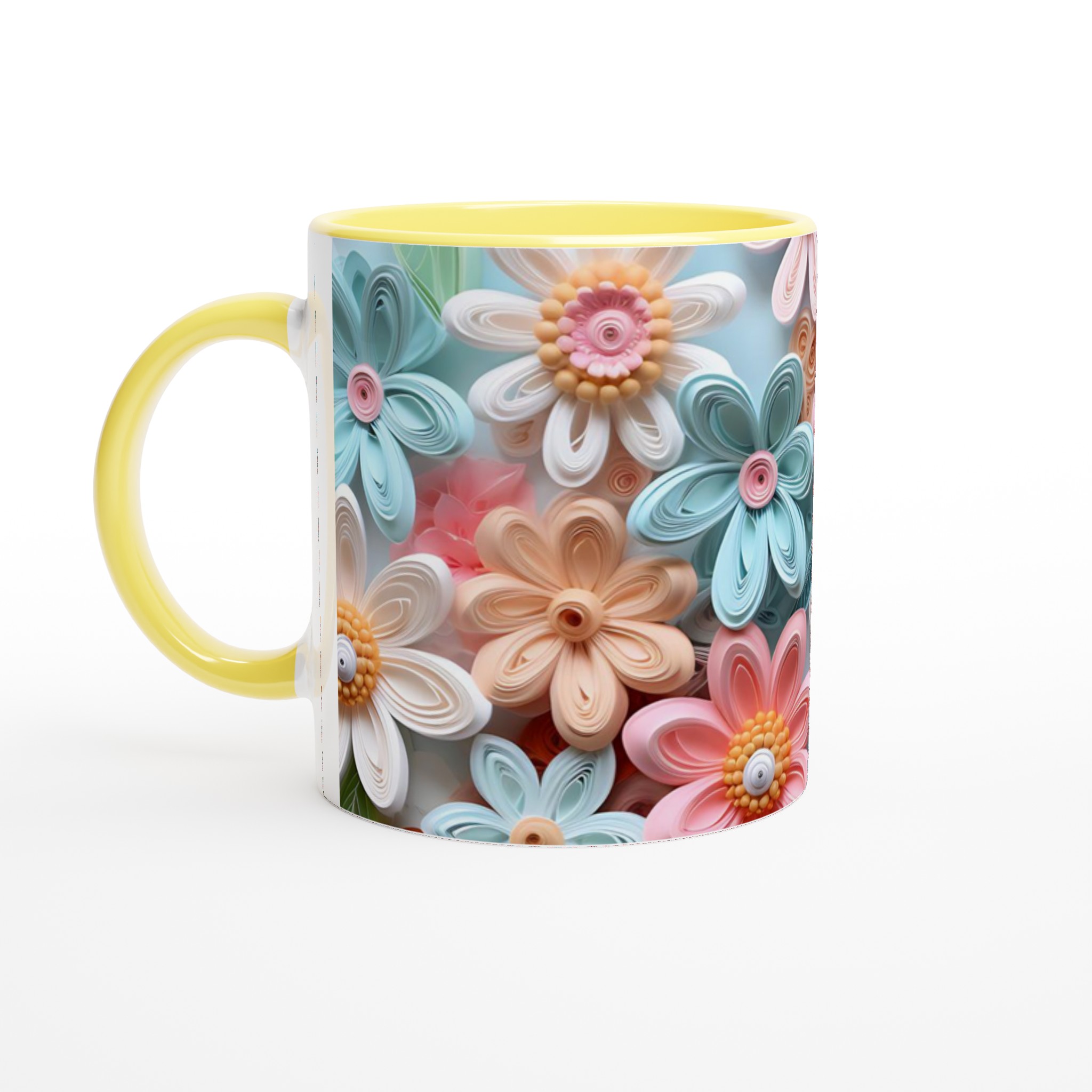 Stilren Vit 11oz Keramisk Mugg med Blommig Pastellpalett – Välj Din Färg 3 ae229d6a-99bf-4b29-acac-4e951a9eab52