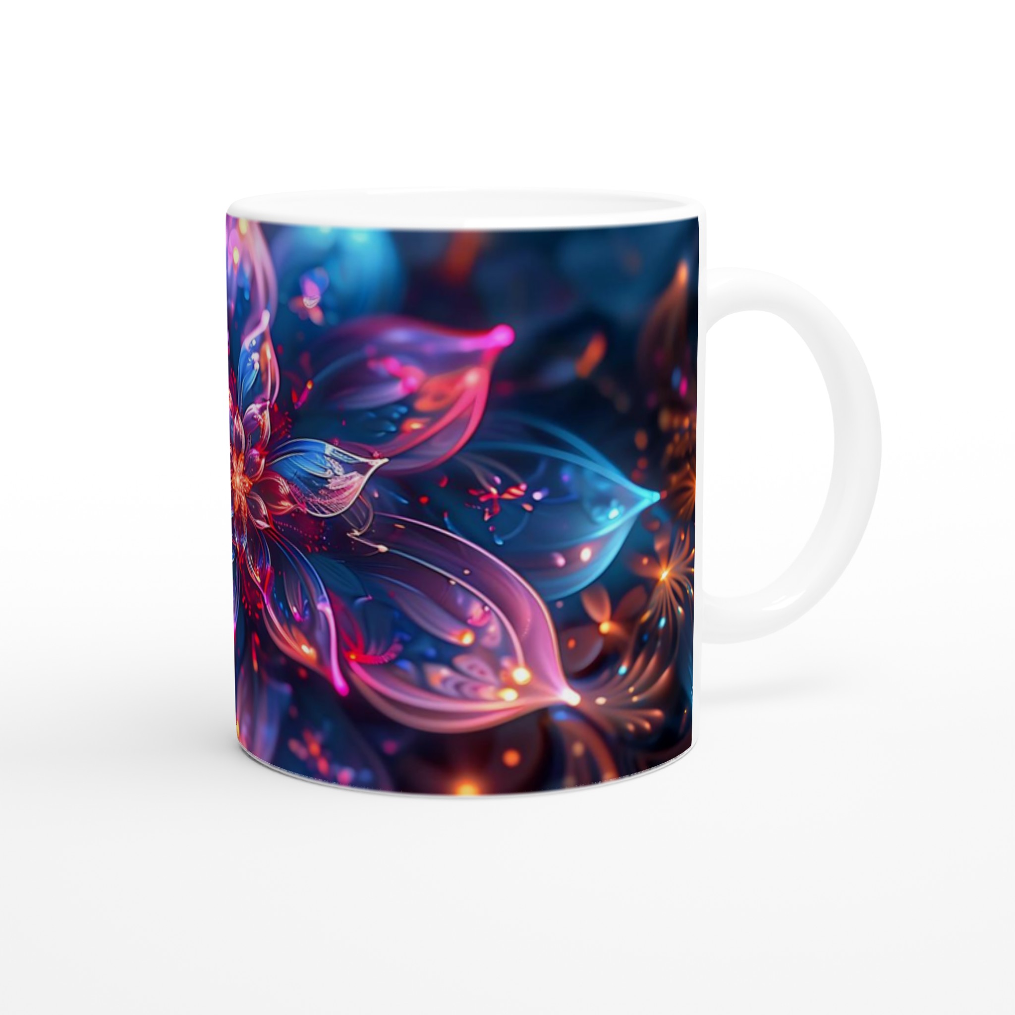 Abstrakt Fluorescerande Blomstermugg – Vibrerande 11oz Keramikmugg i ditt färgval 9 ae2b3947-eca6-4ef6-8bd0-bac4e9733505