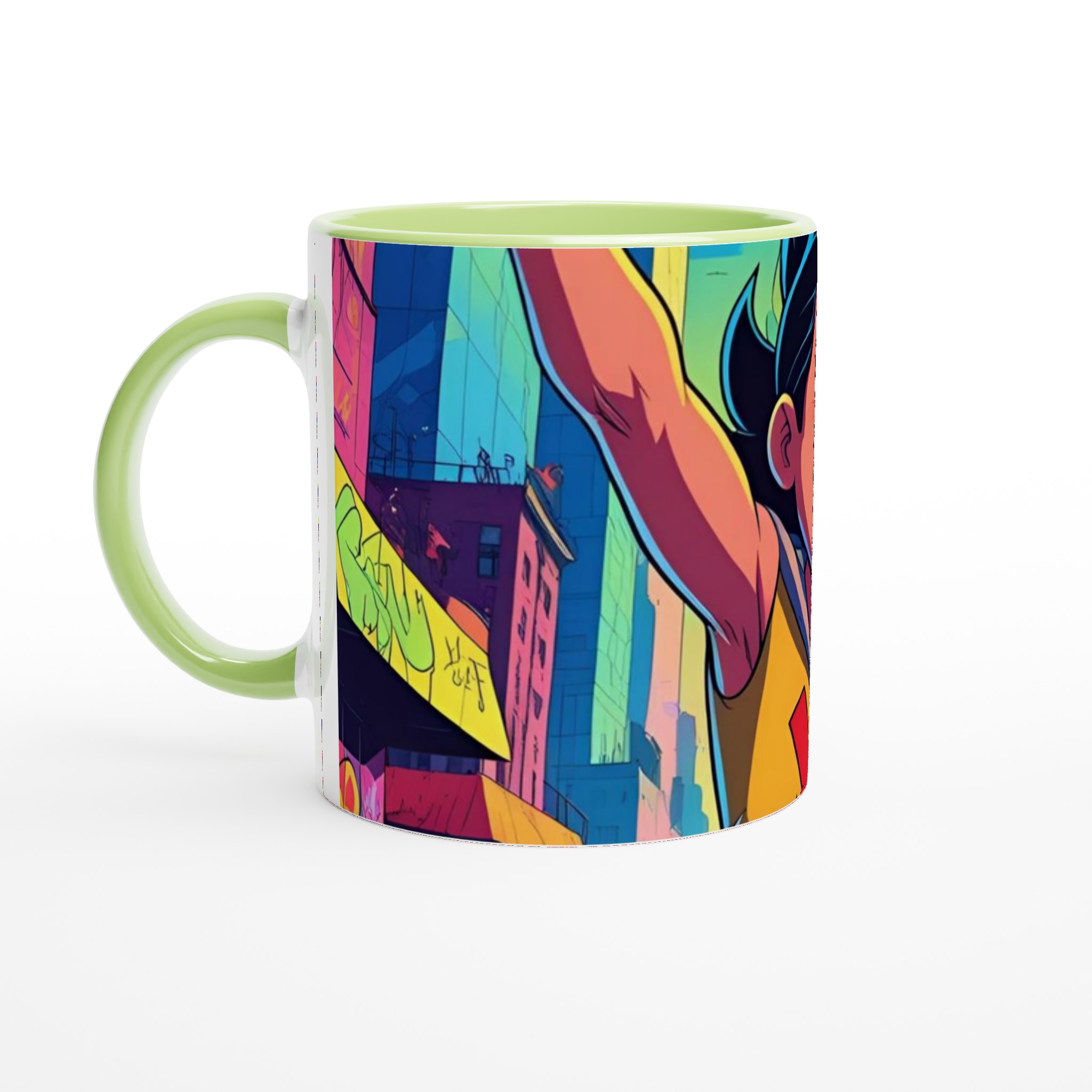 Vit 11oz keramisk mugg med färgstarkt, lekfullt stadsäventyr – välj din favoritfärg 7 ae4c70db-993c-46f9-8f71-db8a7b40ea32