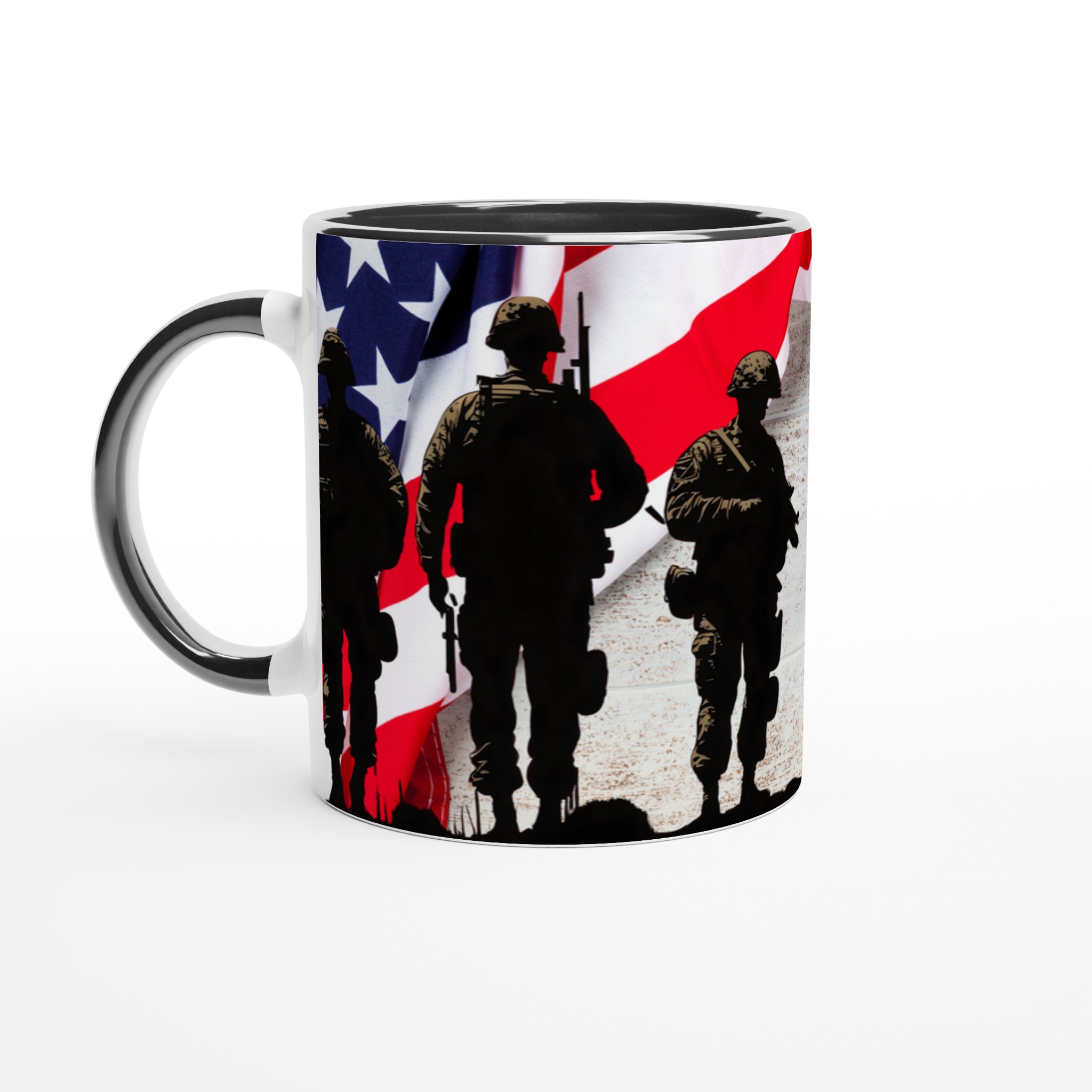 Vit 11oz keramisk mugg med patriotiskt soldatmotiv – välj bland sju färgstarka keramiska nyanser 4 ae870dc1-fc3a-4ae0-9421-228d704c2b9c