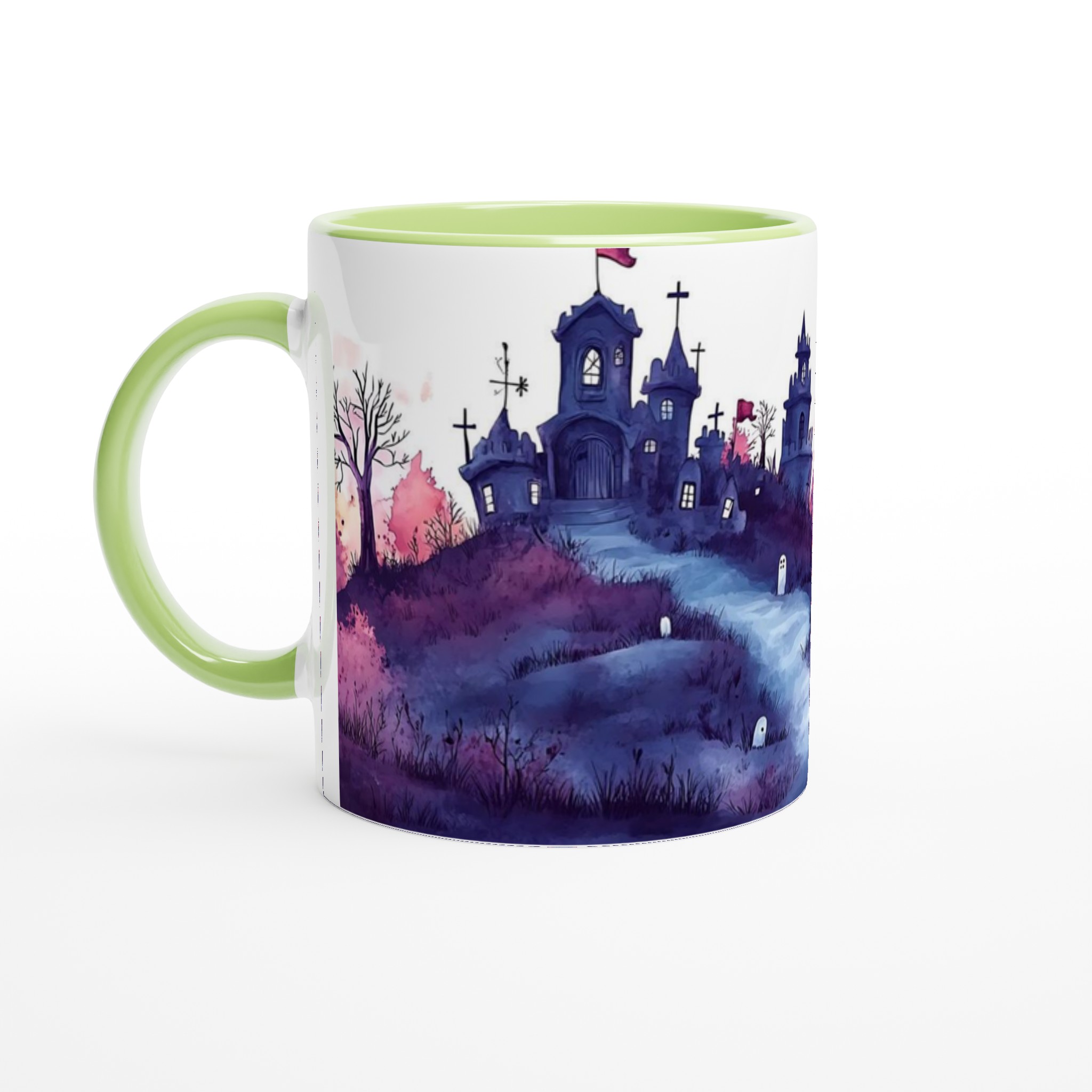 Mystisk Spökslott Mugg i Akvarell – 11oz Keramikmugg för Halloween & Mysiga Stunder, Välj din färg! 7 aea119a1-7e8e-423e-948c-f73fc0f19eed