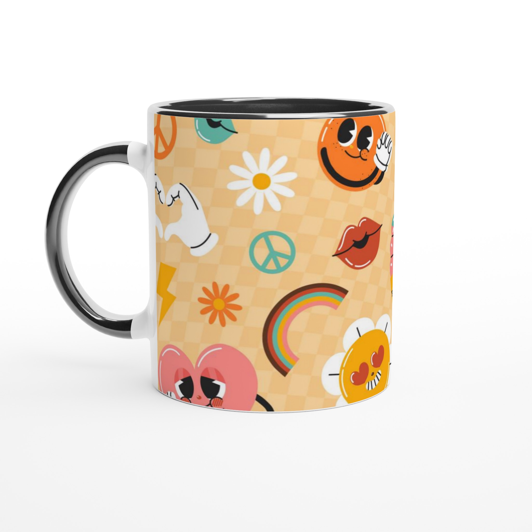 Retro Vibe Keramikmugg 11oz – Kärlek, Fred & Glada Ansikten i Ditt Val av Färg 4 af7f6cb0-a156-4771-82dc-16391a5e4f3f