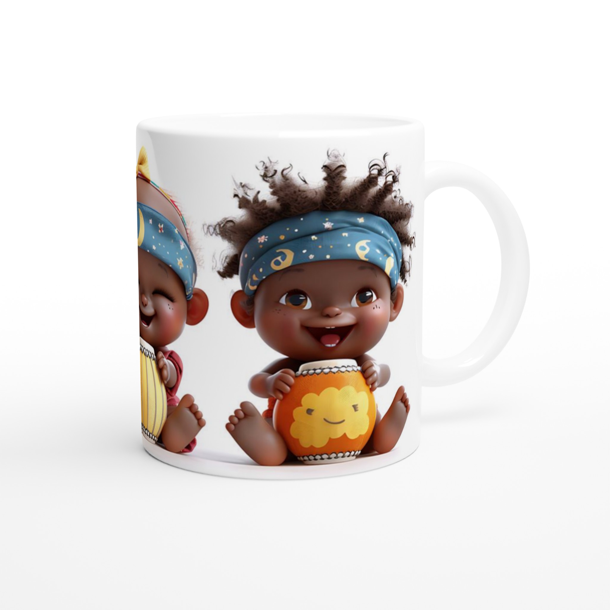 Kulturinspirerad 11oz Keramikmugg – Glada Barn med Trummor, Välj din Färg! 9 afc845e4-247a-4981-b534-f7fb4538b294
