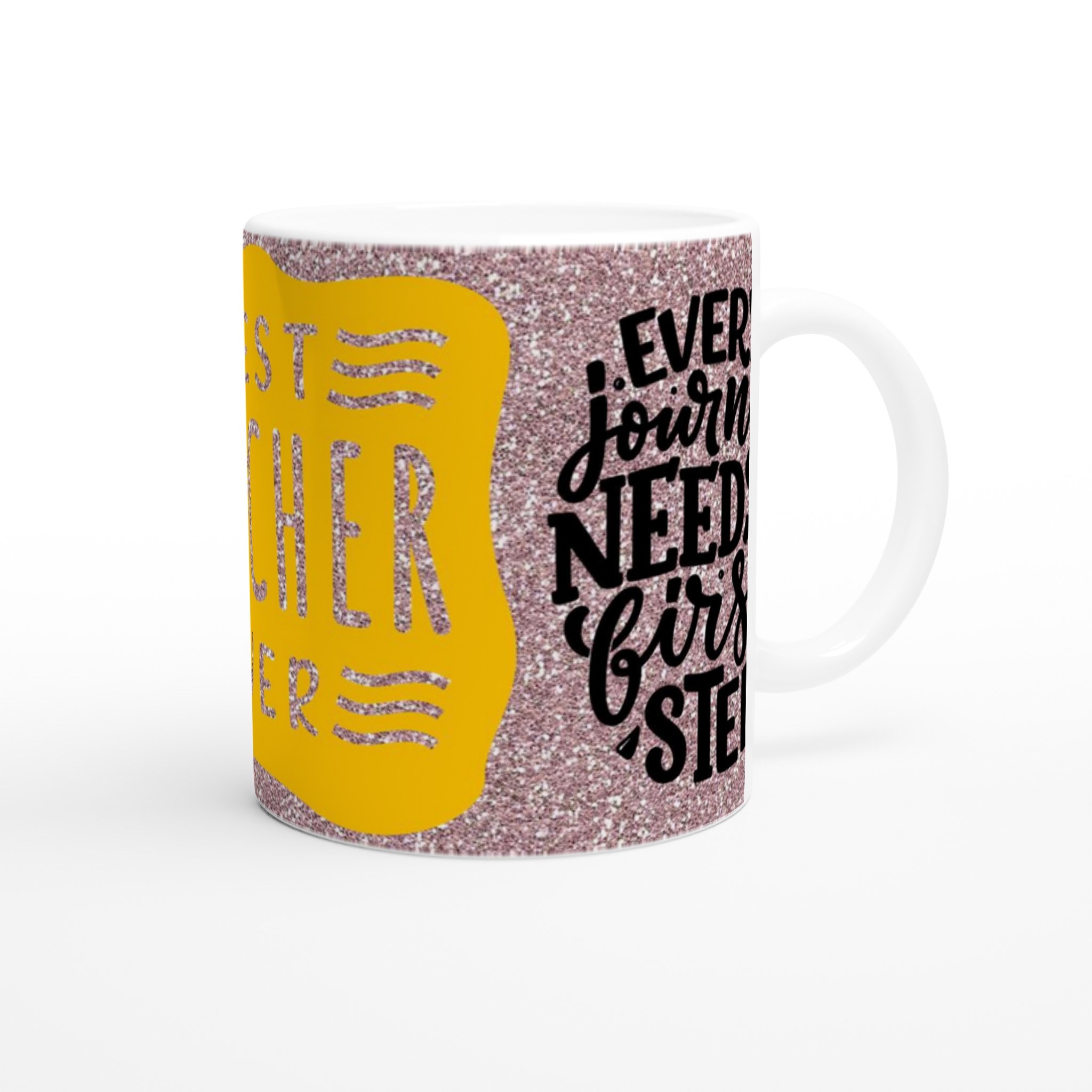 Vit 11oz keramisk mugg med glittrande hyllning till bästa läraren – välj bland sju färgglada keramiknyanser 9 afee926a-18b4-4561-9341-01fcb7f675d3