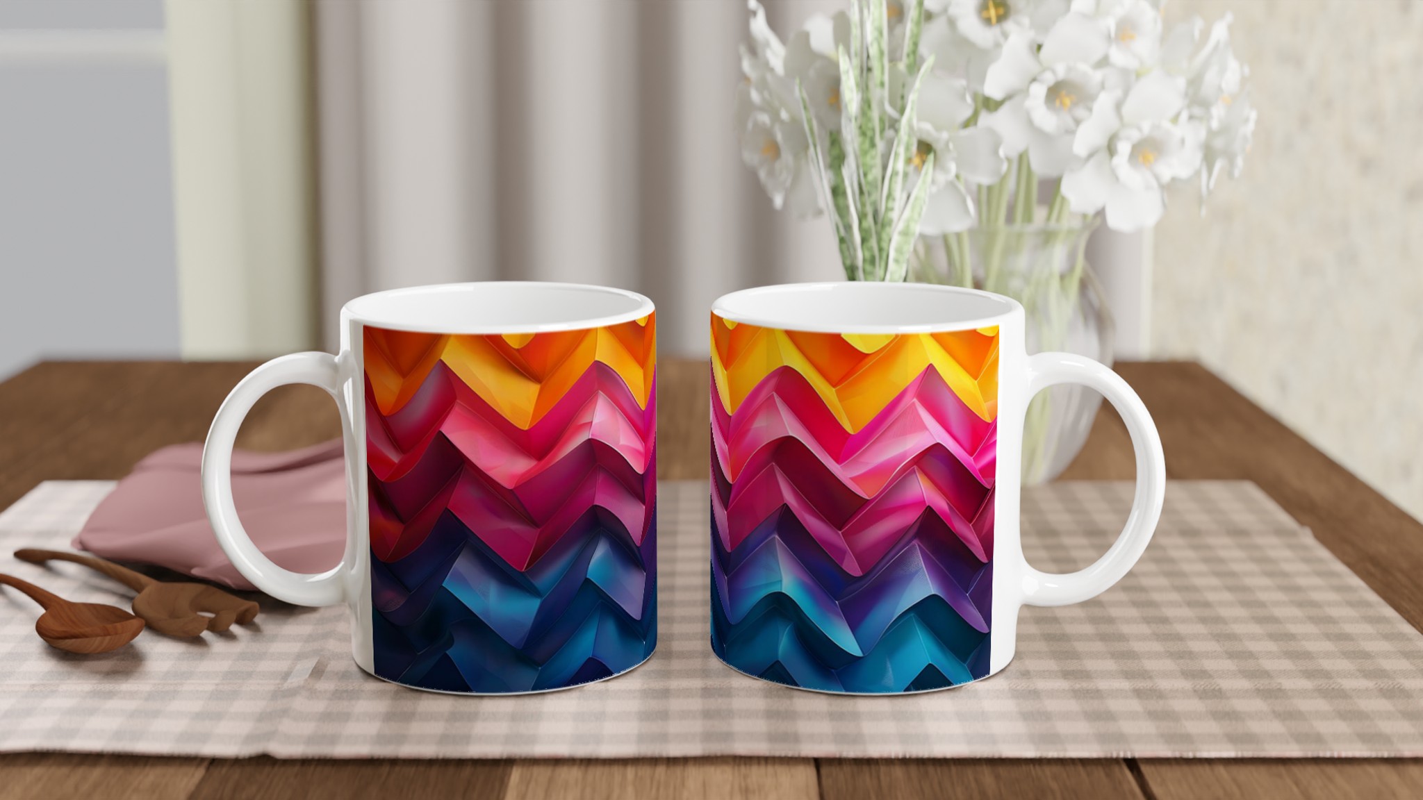 Abstrakt Våg Keramikmugg - 11oz Vibrant Konstnärlig Design i Ditt Val av Färg 10 b009a82a-e17d-4506-bf12-42e3c74fc769