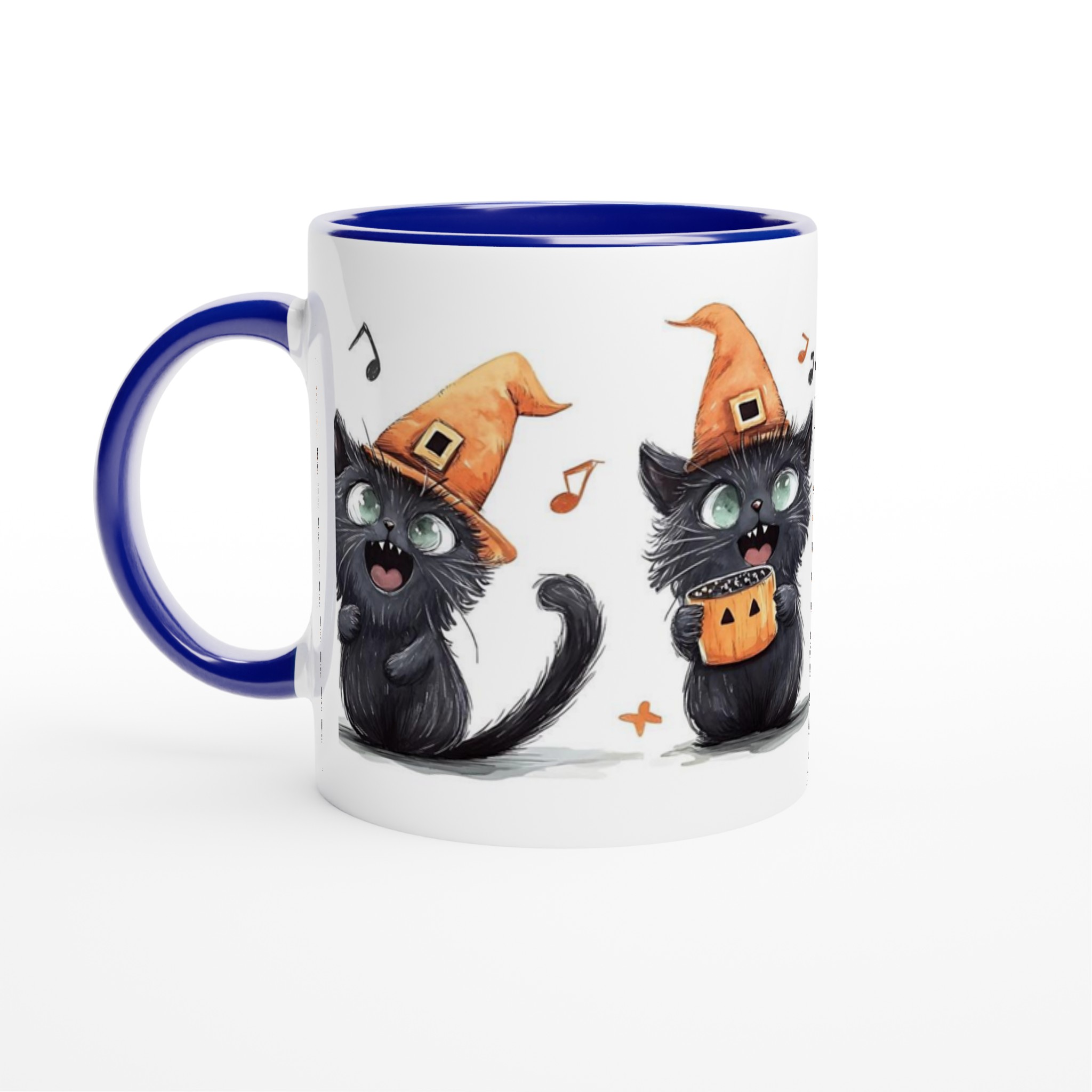 Busiga Halloween Kattar Mugg - Söta Svarta Katter med Häxhattar & Pumpalyktor i Din Valfria Färg 2 b04f6e4b-5637-4a14-aaf0-0a2b25a7740c