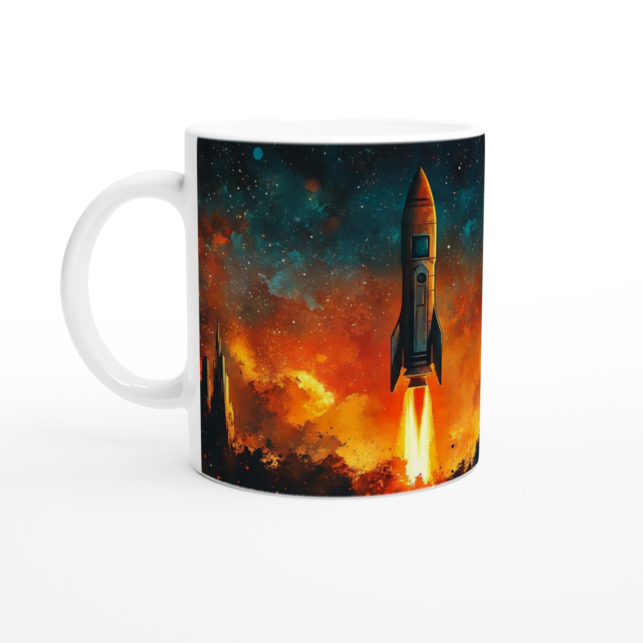 Rymdraket vid solnedgång - Keramisk Mugg 11oz - Välj din färg 1 b061324e-c239-43b8-bfea-19cfc82986bd