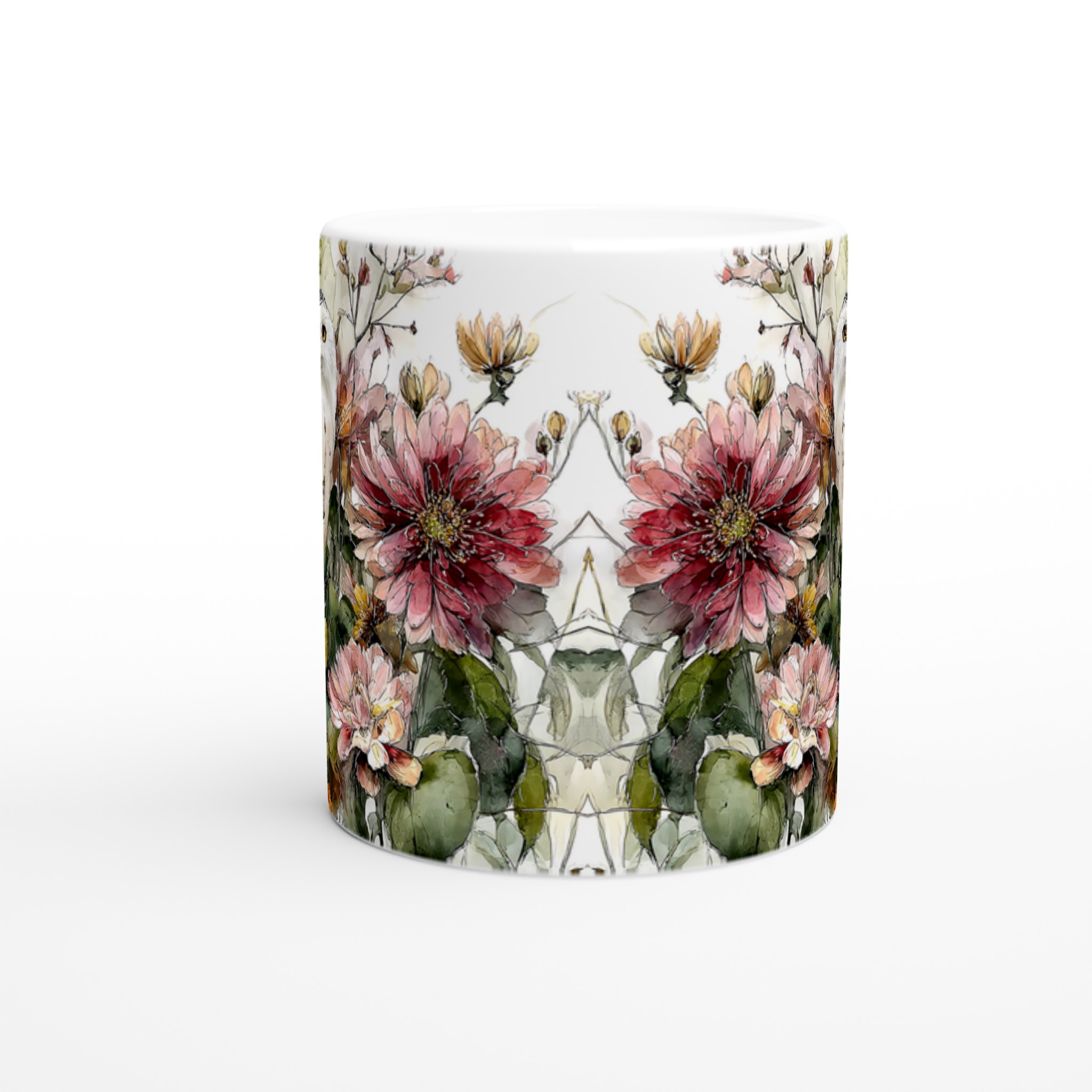 Vit 11oz keramisk mugg med elegant uggla och blommönster – välj din favorit bland sju färger 8 b0629eae-3b68-4ccf-b8ec-cdf8e24eba0a