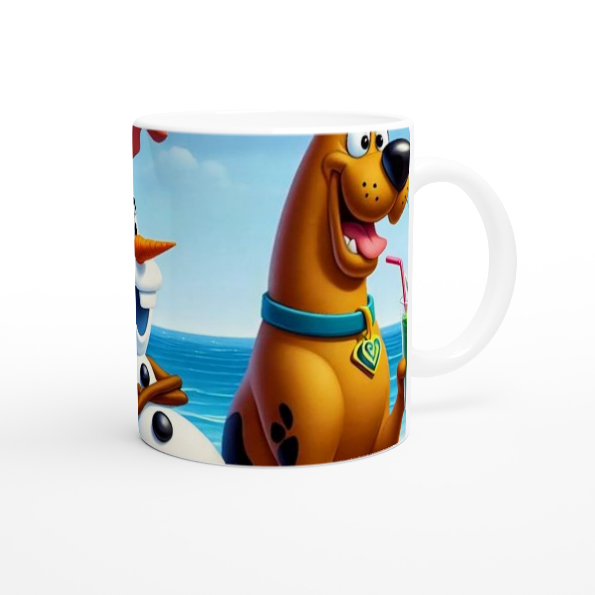 Vit 11oz keramisk mugg med lekfulla sommarvänner i färgstarkt tryck 10 b069e1c5-ef0d-4562-a52a-c3a221e9d090