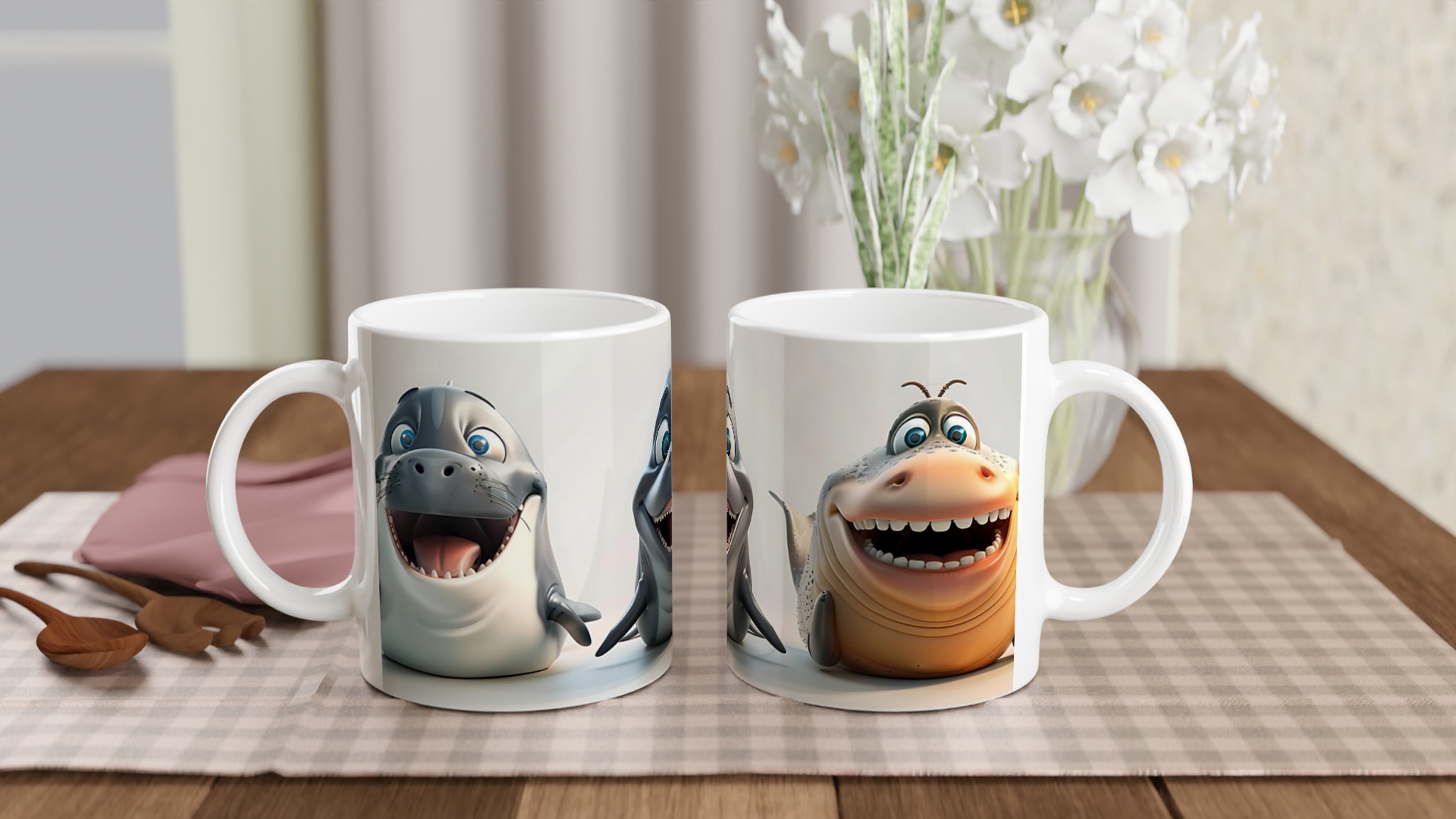 Glad Djurvänner Keramikmugg - 11oz Kul Design för Kaffe & Te i Flera Färger! 10 b072201c-5029-4590-94f2-3ff6634343d7
