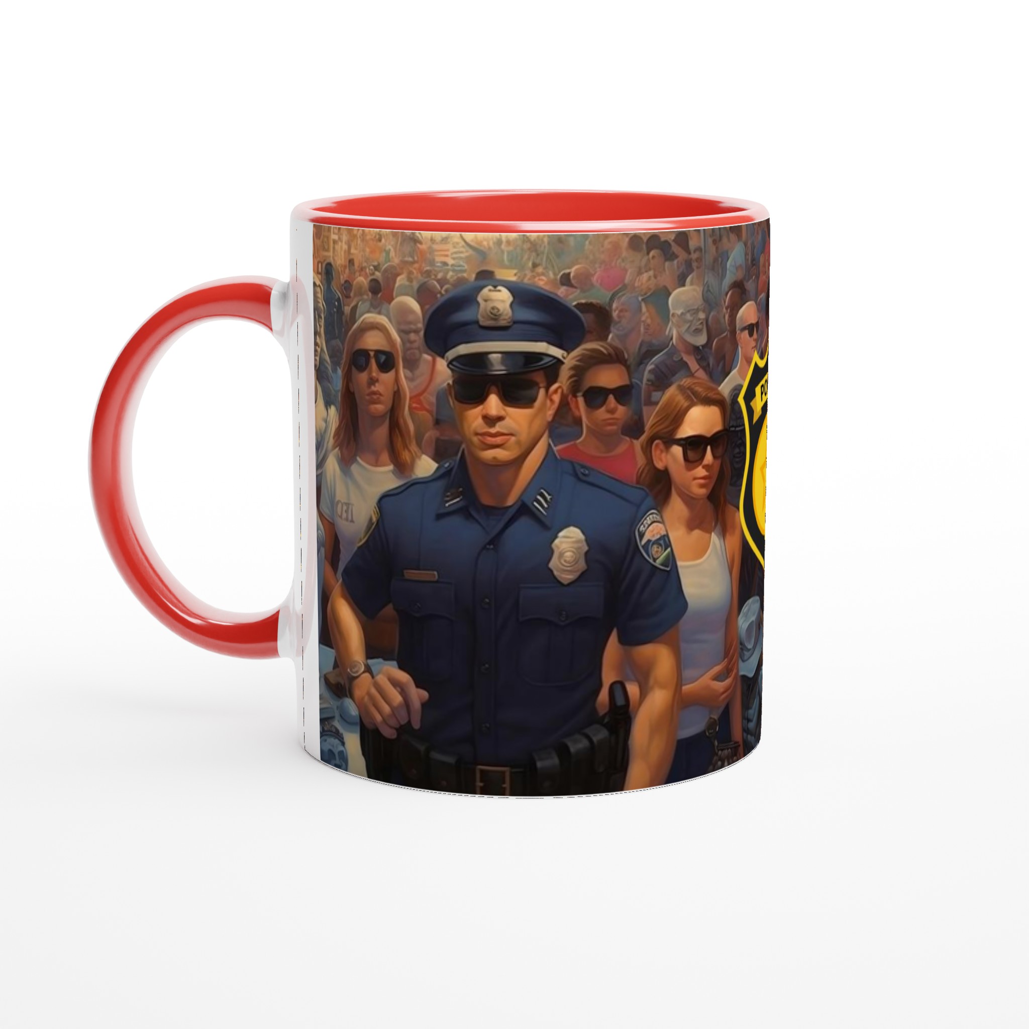 Vit 11oz keramisk mugg med djärvt polismotiv – välj mellan 7 färgstarka keramiska nyanser 5 b08f4b01-c780-4917-b7ca-bb8d6a073b3a