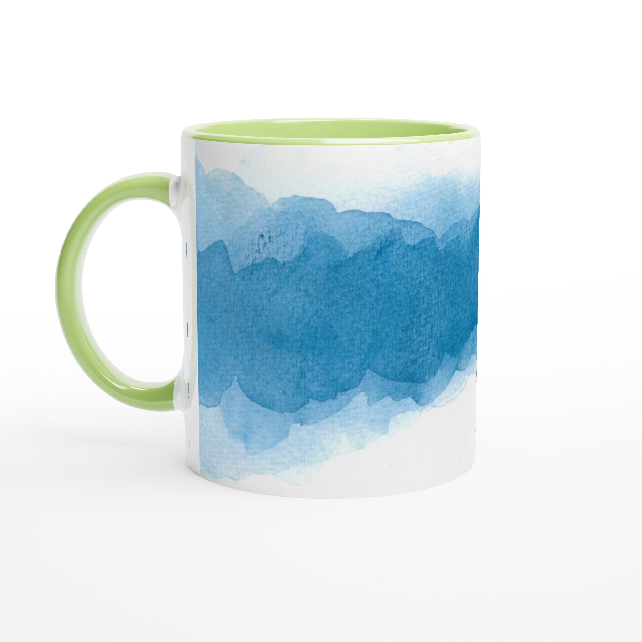 Vit 11oz keramisk mugg med djupblå aquarelldesign – välj bland sju levande keramfärger 7 b0ba962e-66a7-4030-a413-7787db29b99a