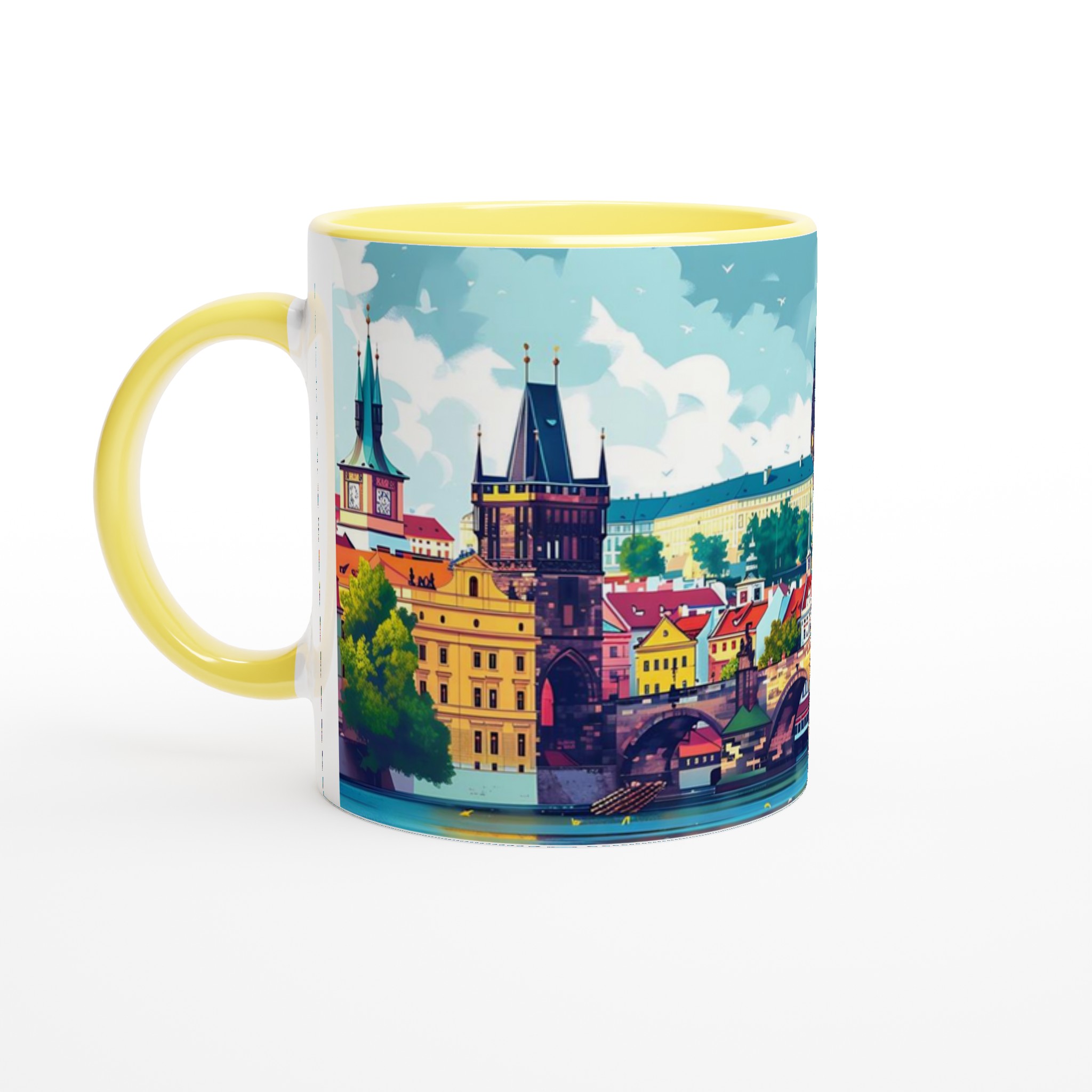 Prague Cityscape Illustration Mugg – Färgstark Keramikmugg, Välj din färg! 3 b0de0395-2519-41ea-a5ba-d3bbb74e5018