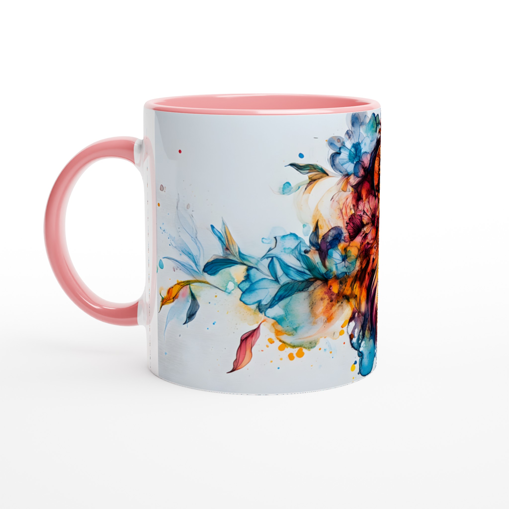 Lejon med Blommor Keramikmugg - Akvarellinspirerad Konst för Kaffeälskare, 11oz i ditt val av 7 färger 6 b0e94109-2c0d-4210-a7c8-50ca739b5247