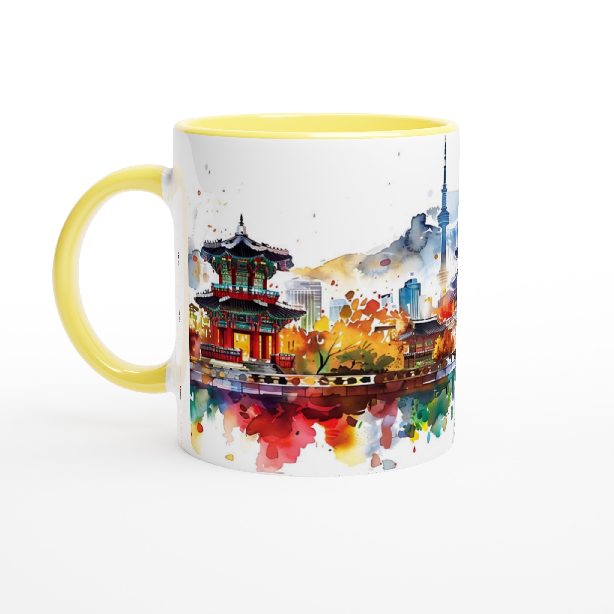 Seoul Skyline Akvarell Mugg - Koreansk Reseminne i Vattenfärg, 11oz Keramik 3 b10cffbc-38f5-4e3d-a490-3b3d962e7db8
