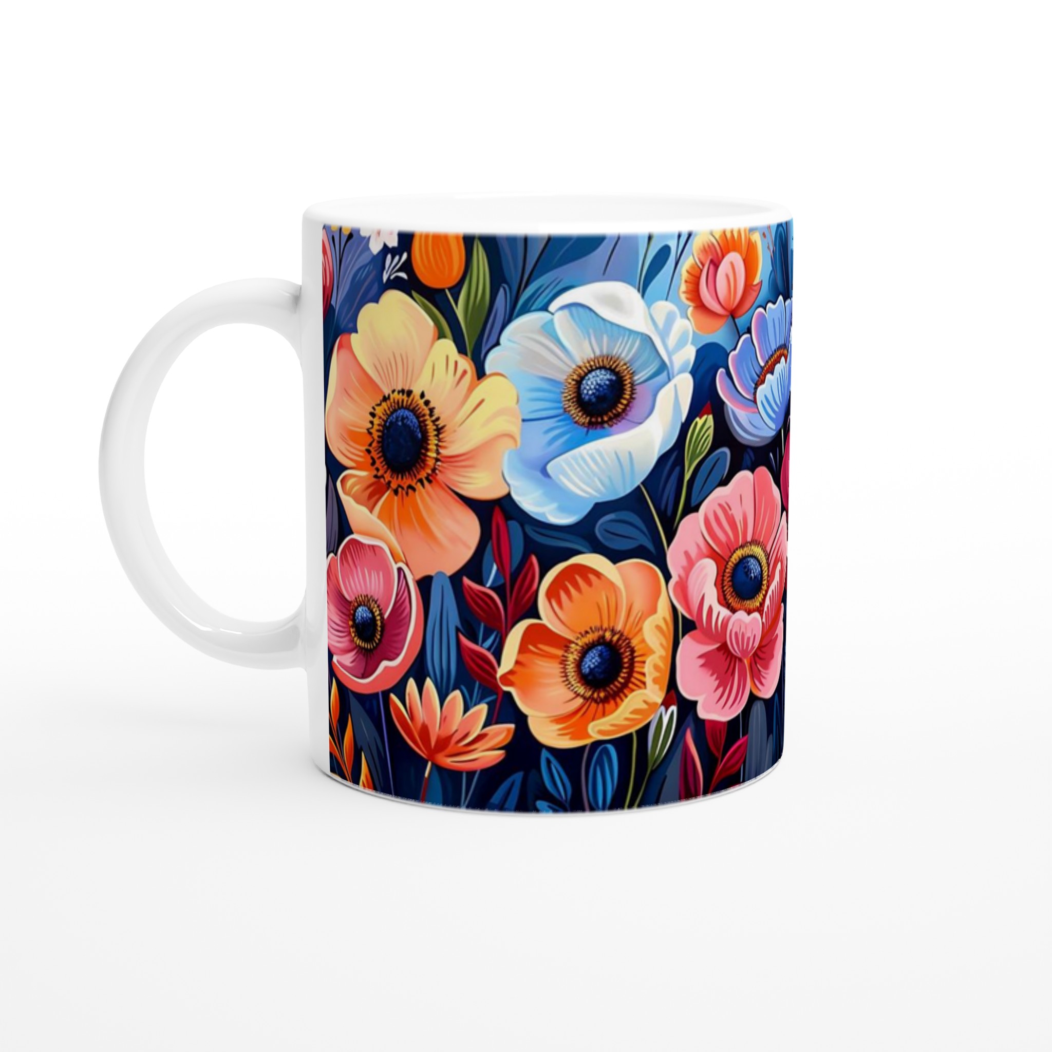 Färgsprakande Blomstermugg – 11 oz Keramisk Mugg för Kaffe & Te i Sju Levande Färger 1 b1105fdb-18d0-4e0e-95e6-d746572773d0