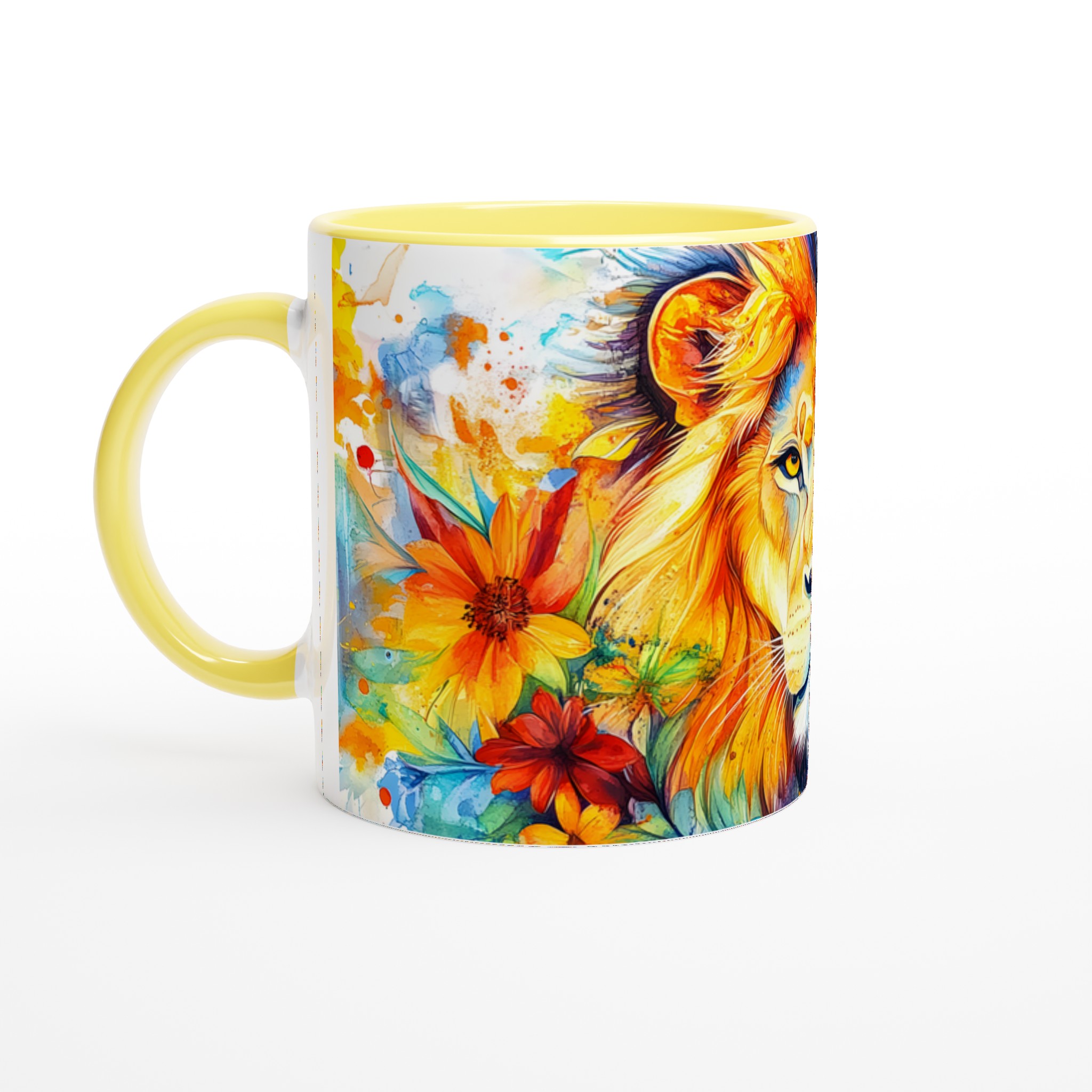 Vit 11oz keramisk mugg med levande lejonmotif i ditt val av sju färgstarka nyanser 3 b178db03-4ccc-446d-909a-4e807370f610