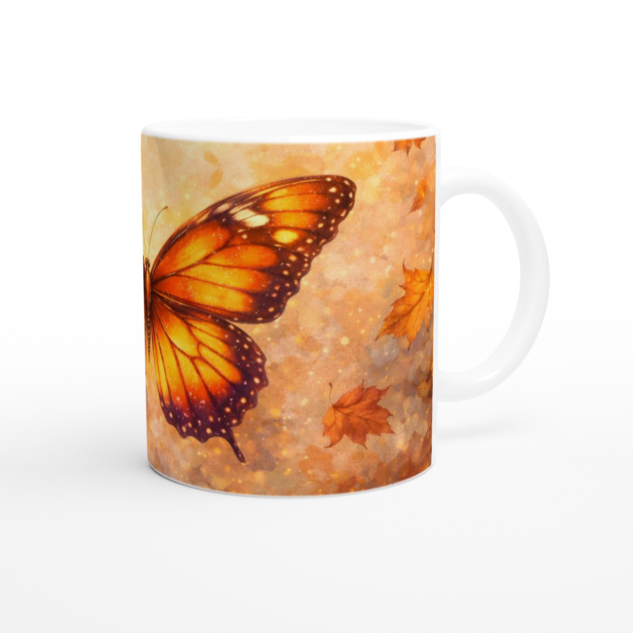 Vit 11oz Keramisk Mugg med Glödande Fjärilsdesign i Fem Vackra Färger 9 b1c9b7d4-fdda-4765-b901-23653093c8f7