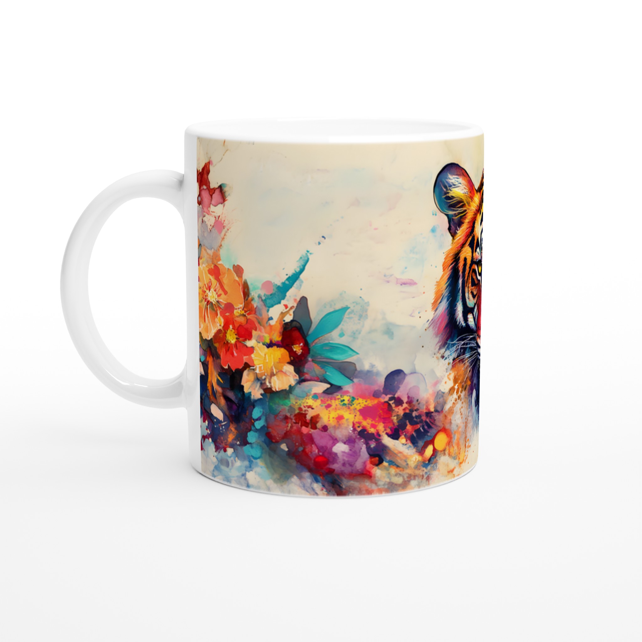 Mångfärgad Akvarell Tiger Keramikmugg - 11oz Konstnärlig Kaffemugg i Ditt Val av Färg 1 b1d25e6f-1f63-4caf-a08b-830aa90a7978