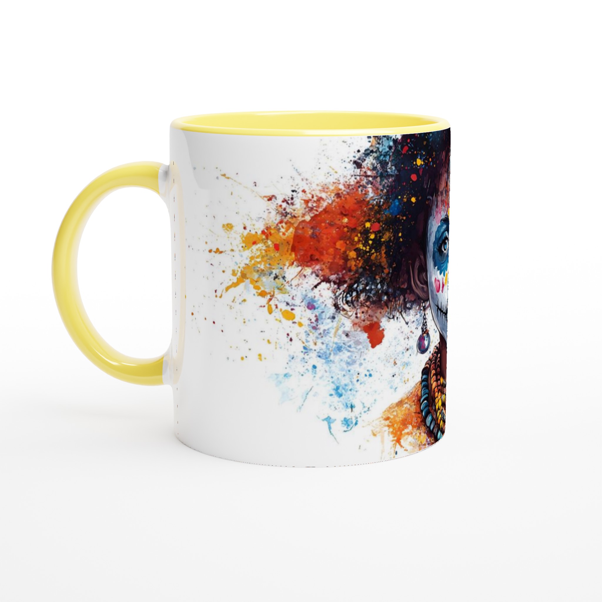 Mångfärgad Sugar Skull 11oz Keramisk Mugg – Konstnärligt Tryck & Valfri Färg 3 b1f6020f-ae4f-4351-8fc5-55f5b3ef0989