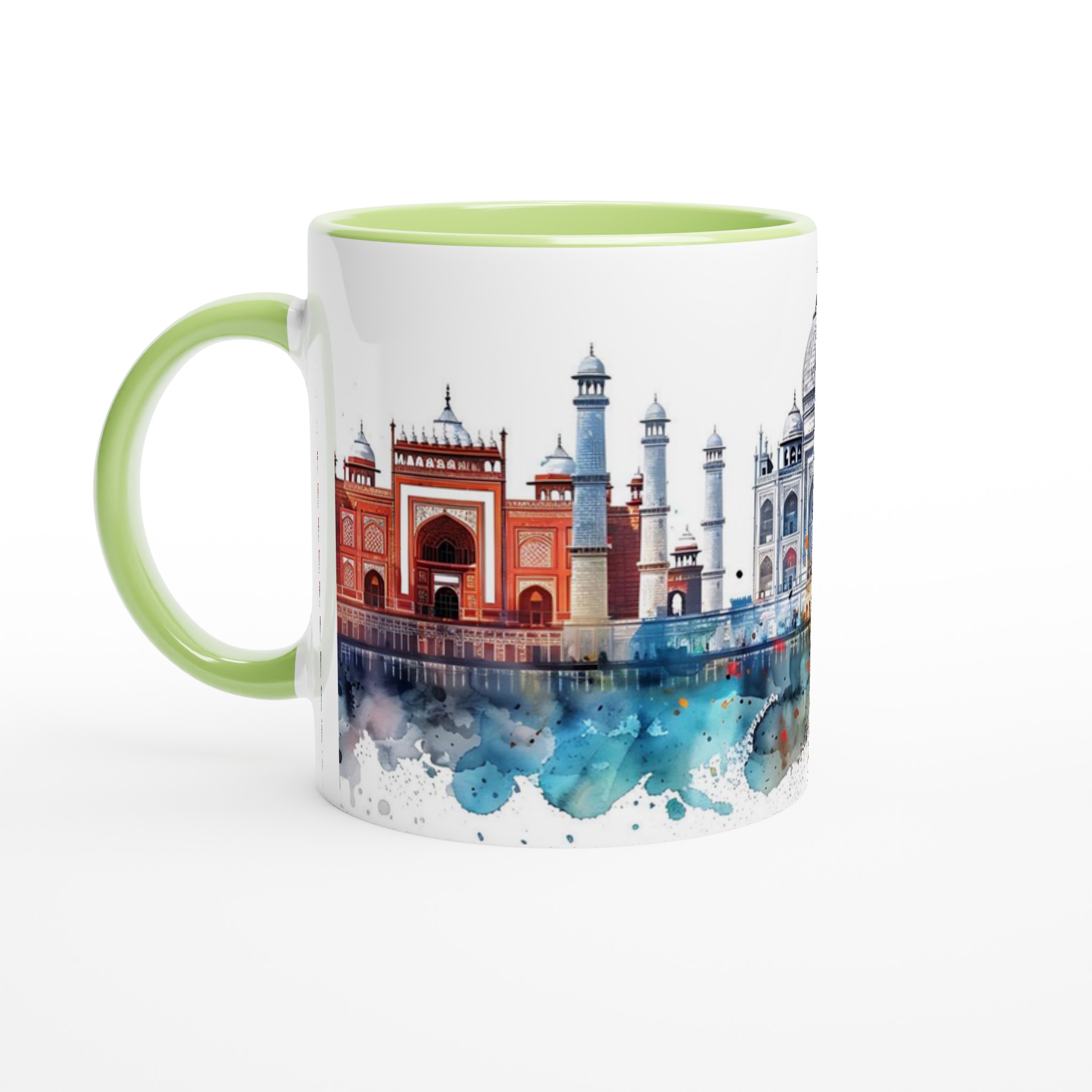 Magisk Taj Mahal Akvarellmugg – 11 oz Keramikmugg i ditt val av sju livfulla färger 7 b20ca53e-de8e-4731-8eb4-ffa581e6f80b