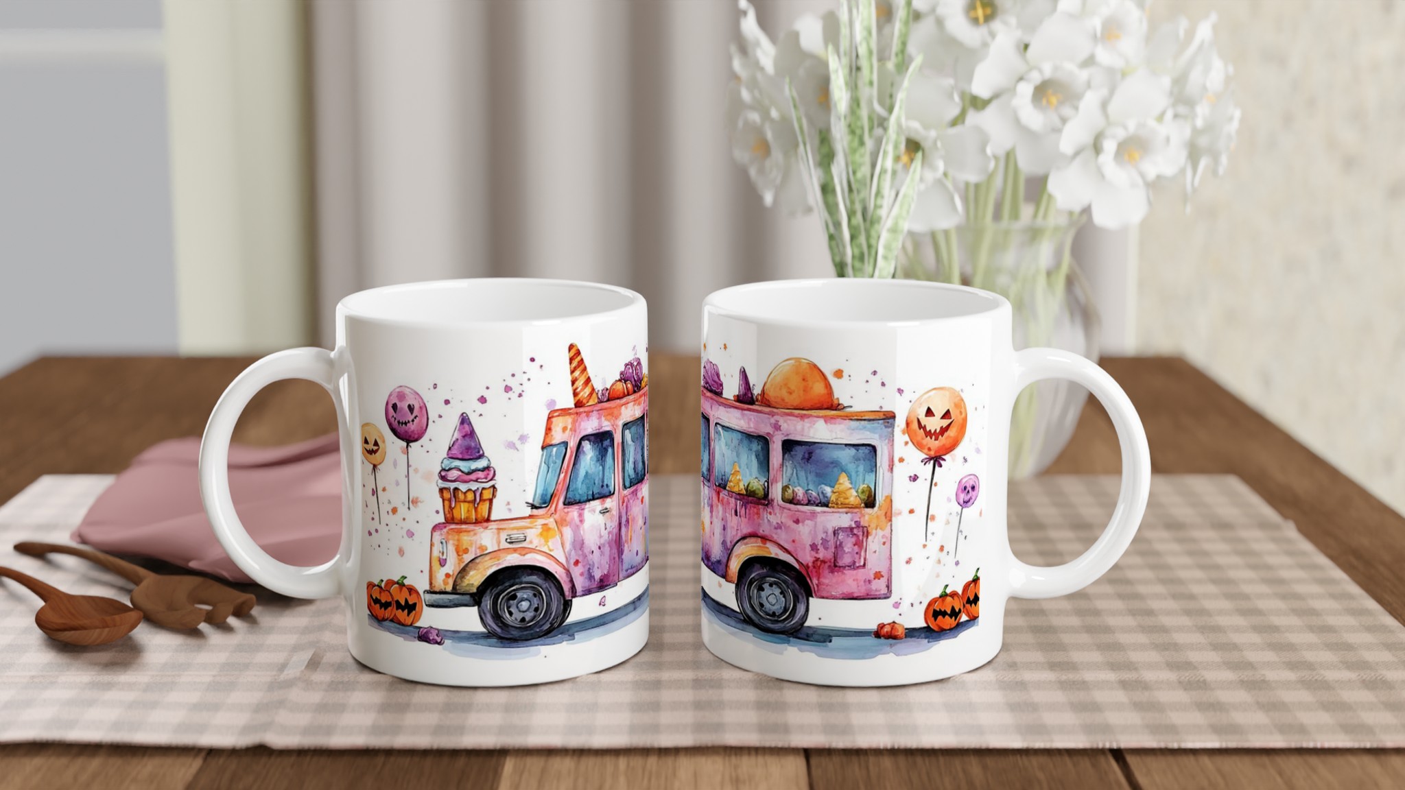 Magisk Halloween-Mugg: En Godisbil i Akvarell | 11oz Keramisk Kaffemugg 10 b214bd89-0fdf-43fd-b2d1-430f807965ce