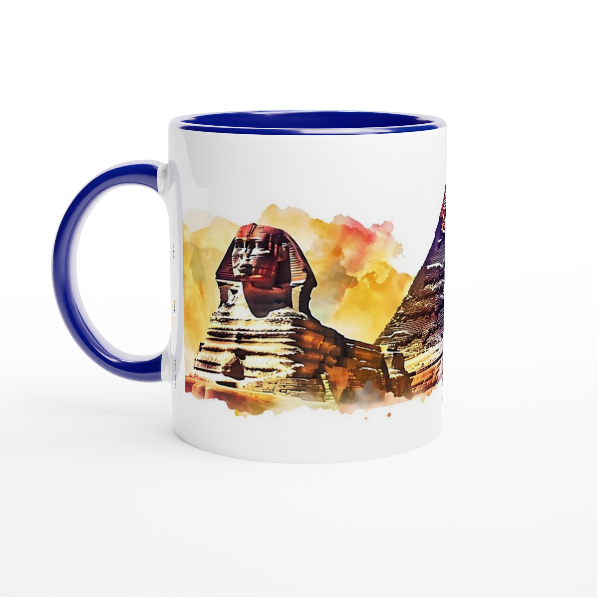 Egyptisk Akvarell Mugg - Sfinx & Pyramider i Levande Konst, Välj Färg 2 b239a337-2114-4456-bff9-bf91dcd8eb47