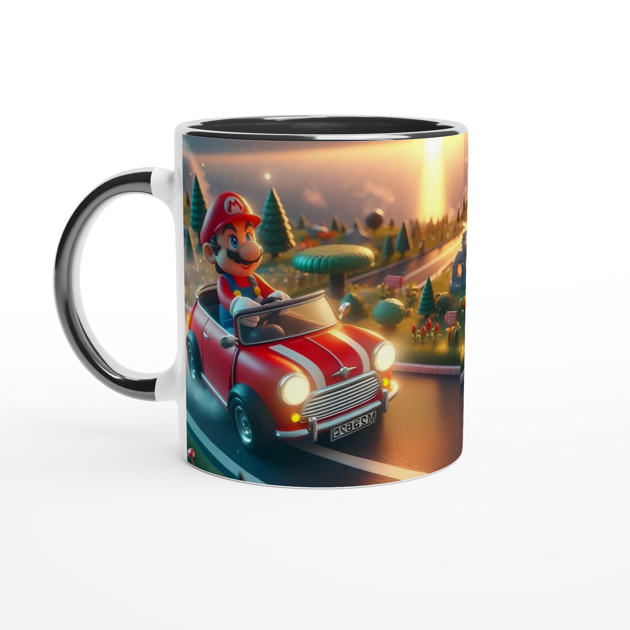Vit 11oz keramisk mugg med lekfull racerbilsdesign i flera färgstarka nyanser 4 b2877d50-c552-4813-8c8a-4331212c2082