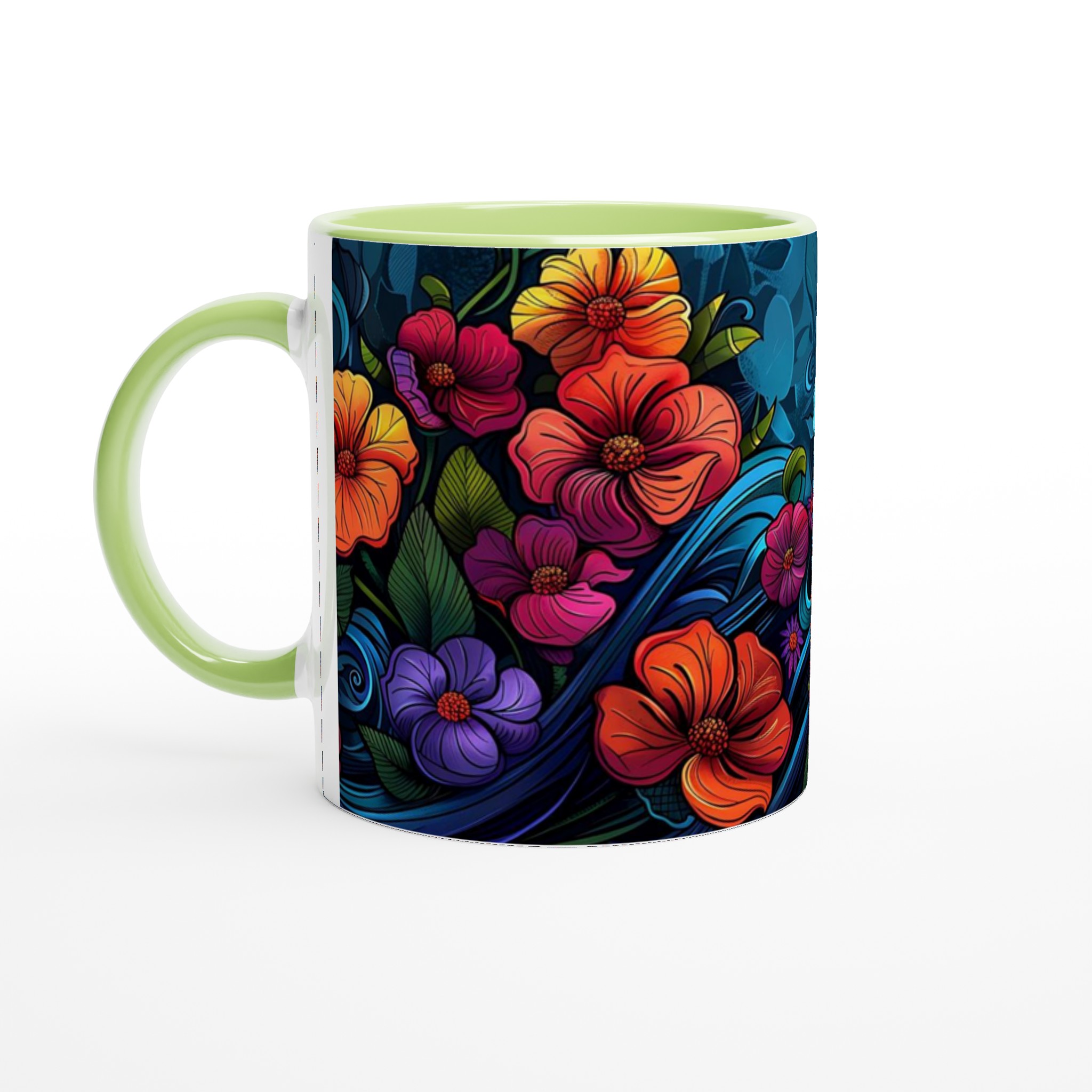 Tropisk Blomsterprakt Keramikmugg - 11oz, Välj Bland 7 Levande Färger 7 b28cc6a1-39b6-4ffb-a89d-1a81c3cafd4f