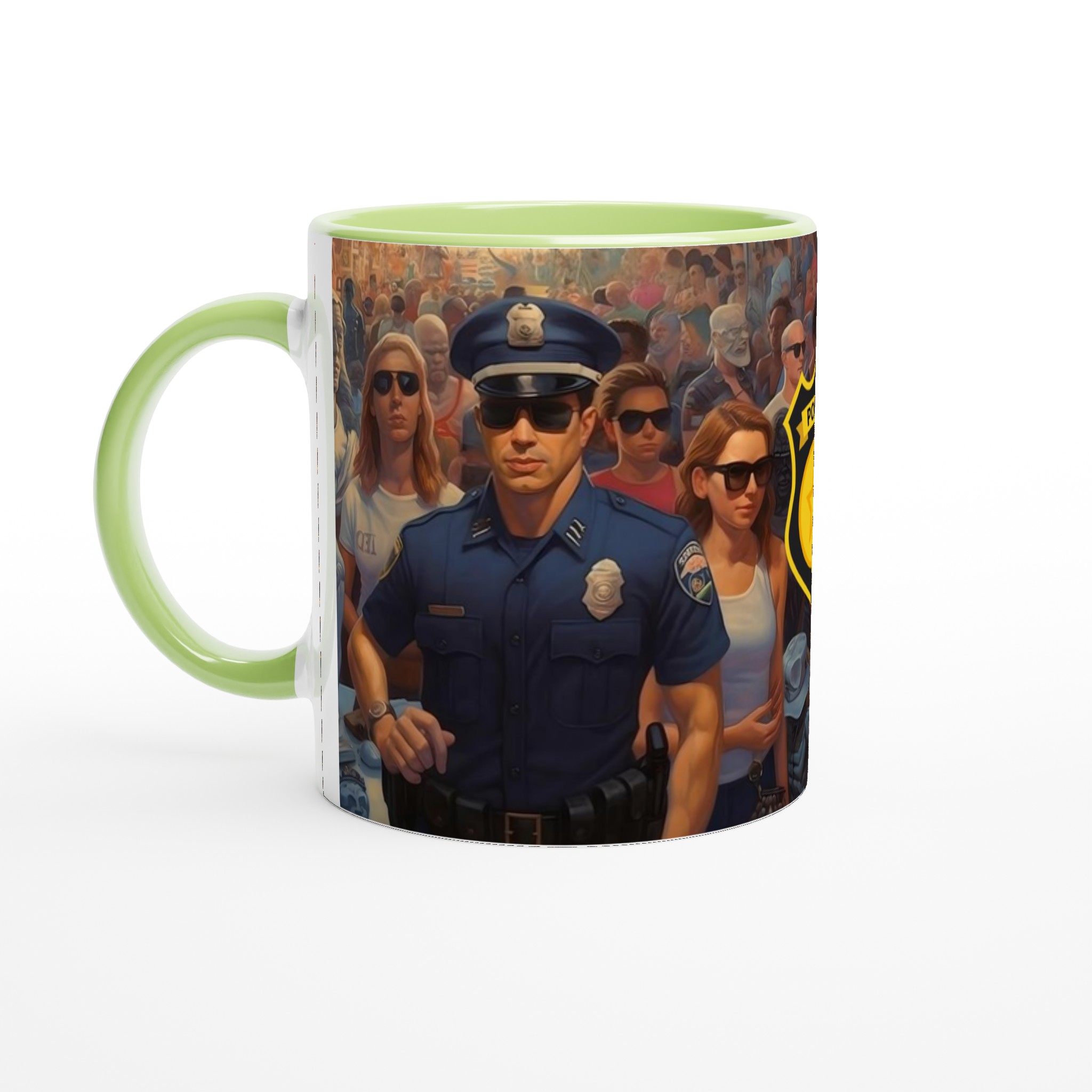 Vit 11oz keramisk mugg med djärvt polismotiv – välj mellan 7 färgstarka keramiska nyanser 7 b31951d6-901c-4c43-9953-bedecc637fbd