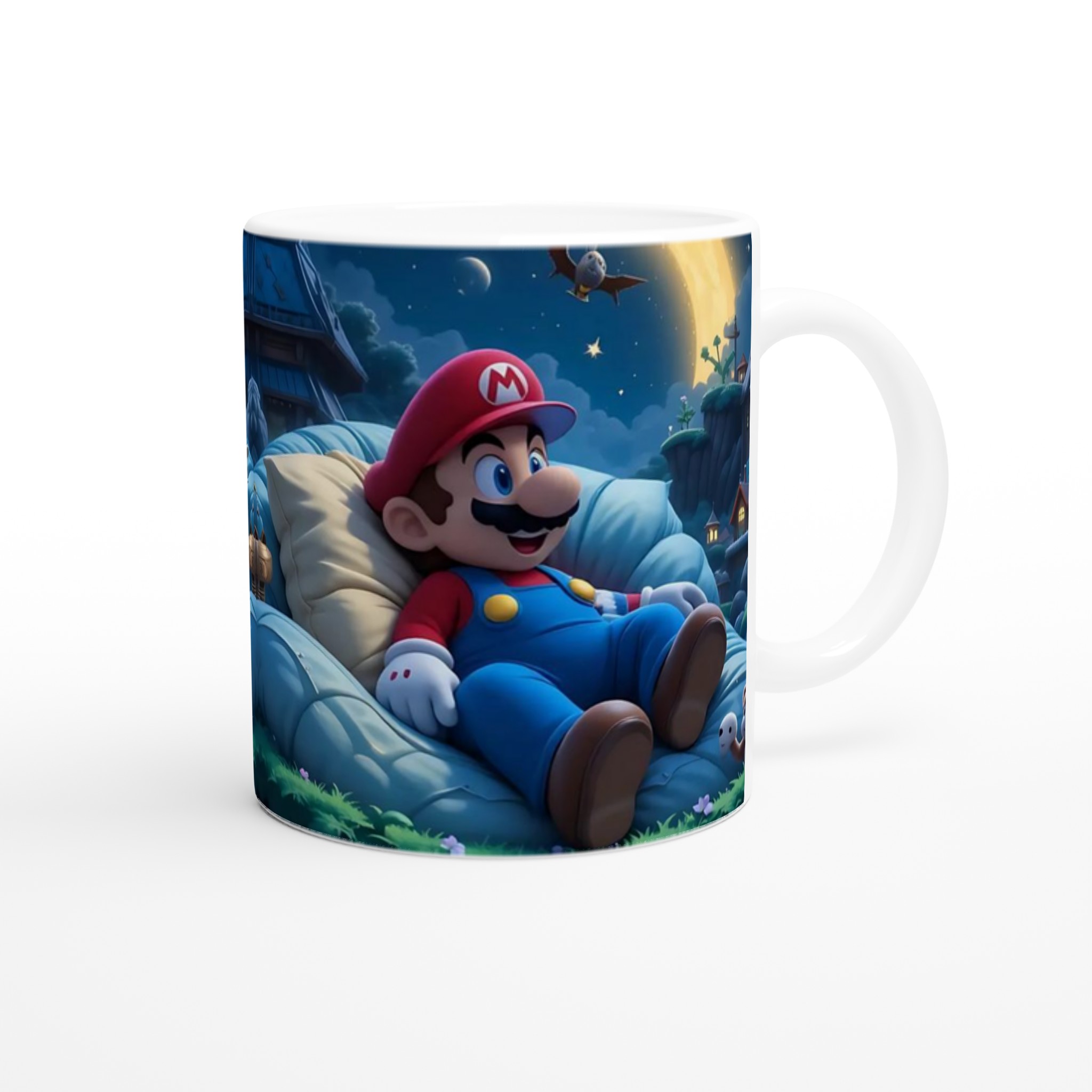 Vit 11oz keramisk mugg med spelande Mario-design i färgstarka nyanser 9 b3b84b68-94a3-46a2-9144-9cd3b046bb40