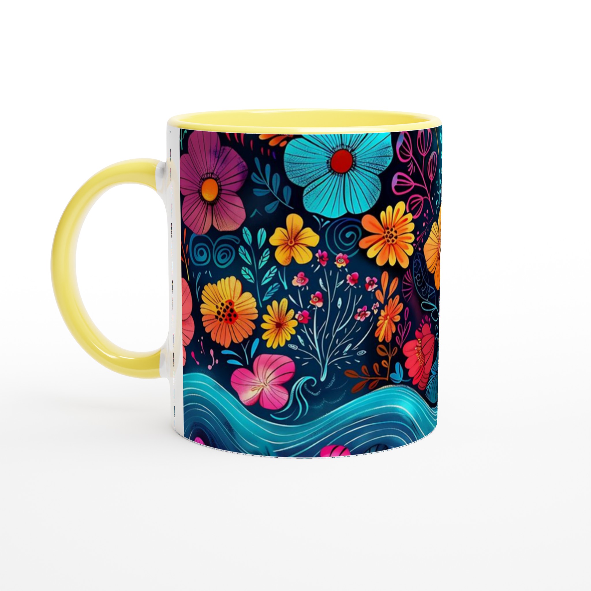 Färgsprakande Blomstermugg – 11 oz Keramikmugg i Ditt Val av Färg 3 b3b8b357-2f41-495e-aa6c-dcb319e32869