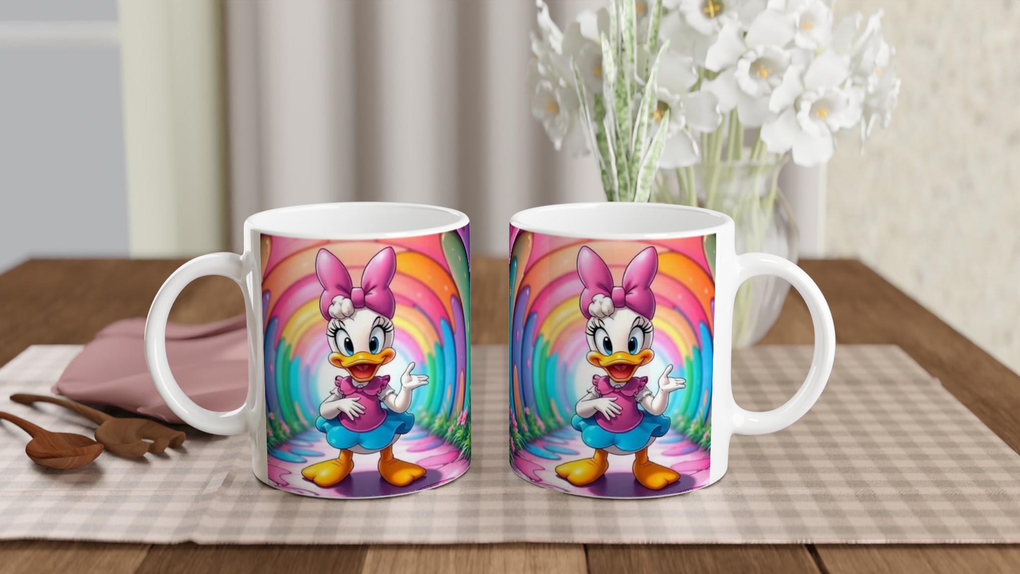 Vit 11oz keramisk mugg med lekfullt färgglatt motiv i rosa och blått – välj din favoritfärg 10 b3bf7341-8486-4615-93d4-d1de75b257f2