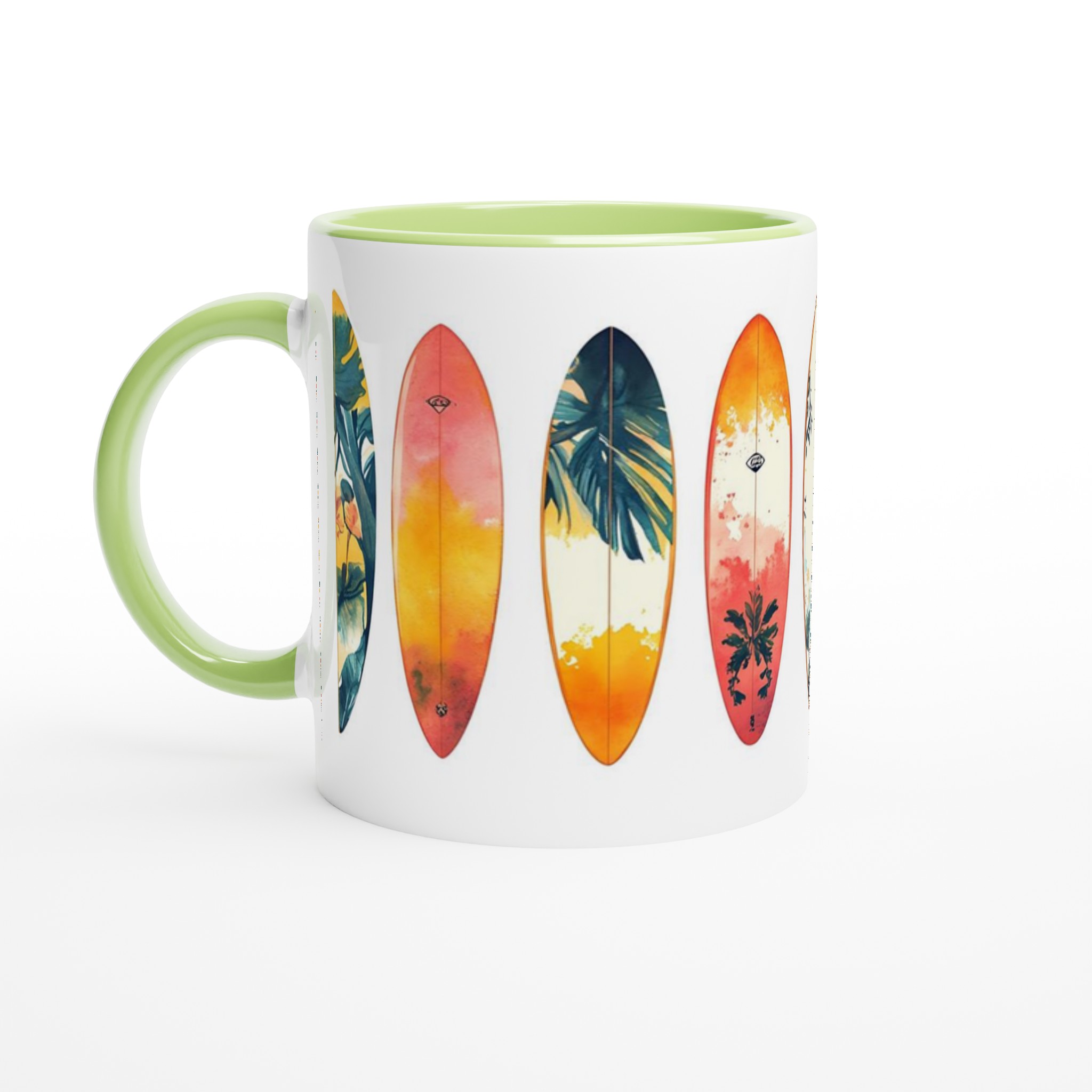 Summer Vibes Surfboard Mugg – 11oz Keramisk Mugg med Tropiska Akvarellmotiv i Sju Levande Färger 7 b3bfb535-2ff5-4916-bbee-fa82d58e8524