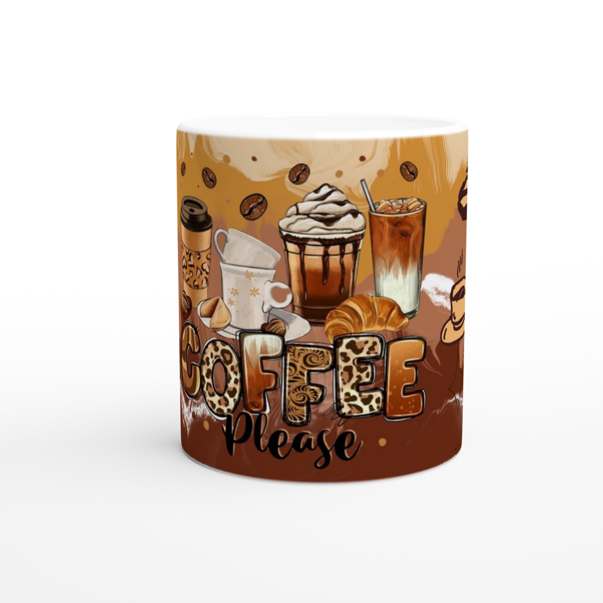 Vit 11oz keramisk mugg med kaffeglädje i varma jordnära toner 8 b3c403de-a716-486b-a345-6056a2ab6f87