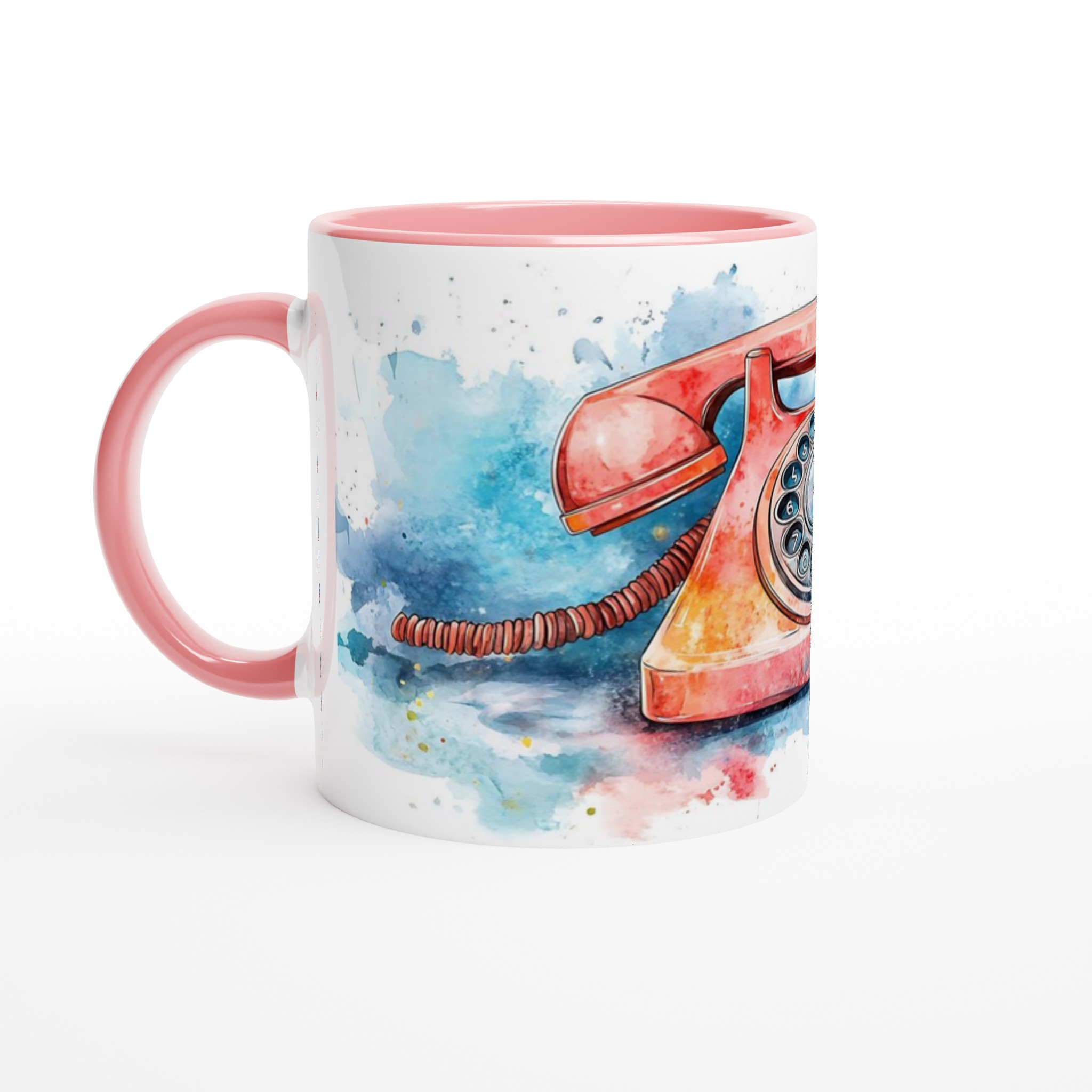 Retro Vattenfärg Telefonmugg – 11oz Keramisk Kaffekopp i Valfri Färg! 6 b3dd3a92-97d8-42d0-97ed-74e82f574415