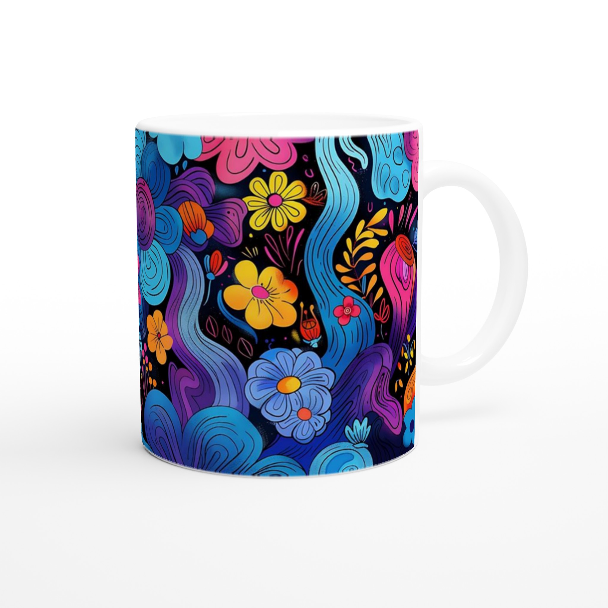 Psykedelisk Blomster Keramikmugg - 11oz, Levande Färger för Ditt Kaffe eller Te 9 b41fdf5b-f0d0-40af-a98c-c79e17f54d8b