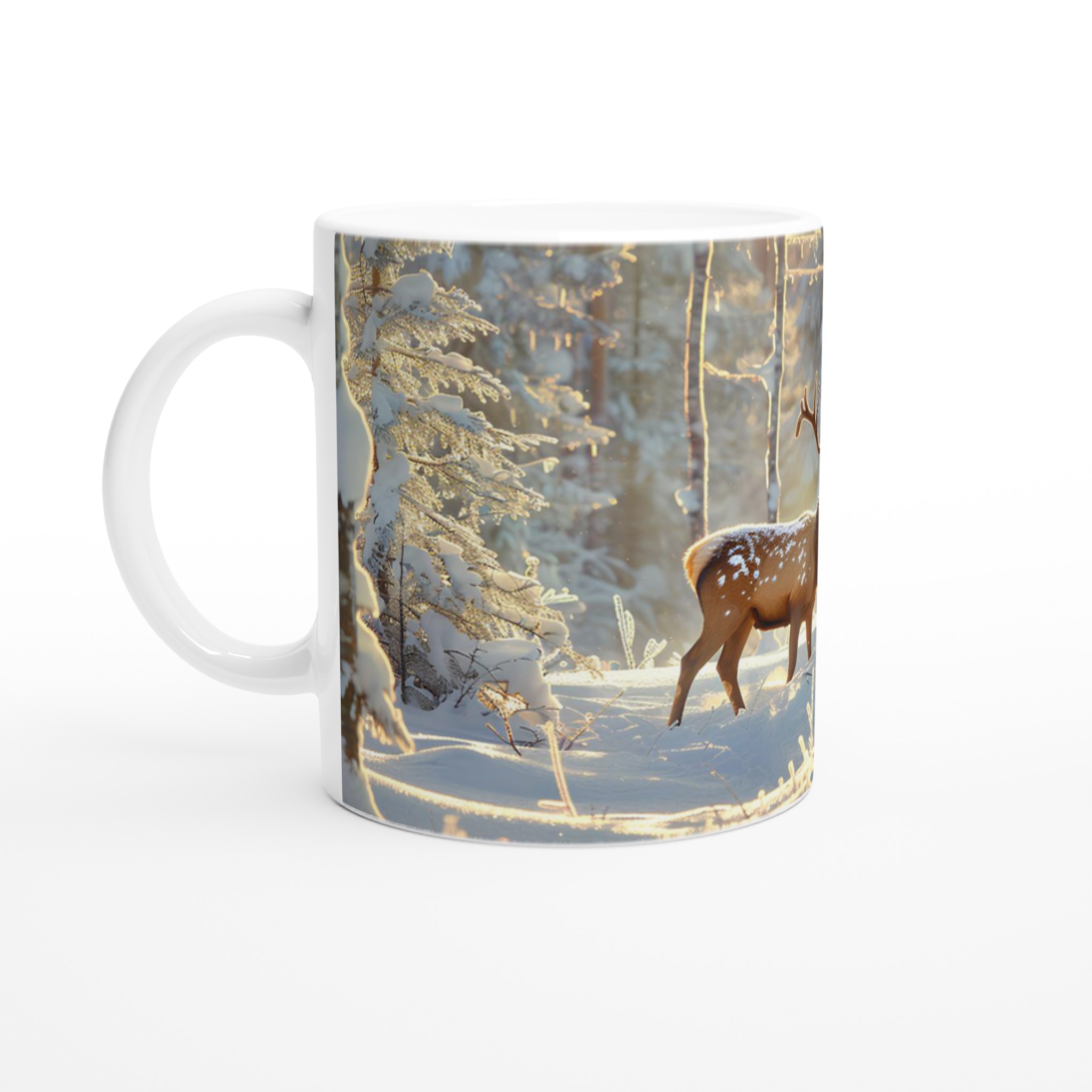 Vintermagi: Älgen i Snölandskap – 11 oz Premium Keramikmugg i ditt Val av Färg 1 b42b184b-e5f9-4716-a413-f190d750e713