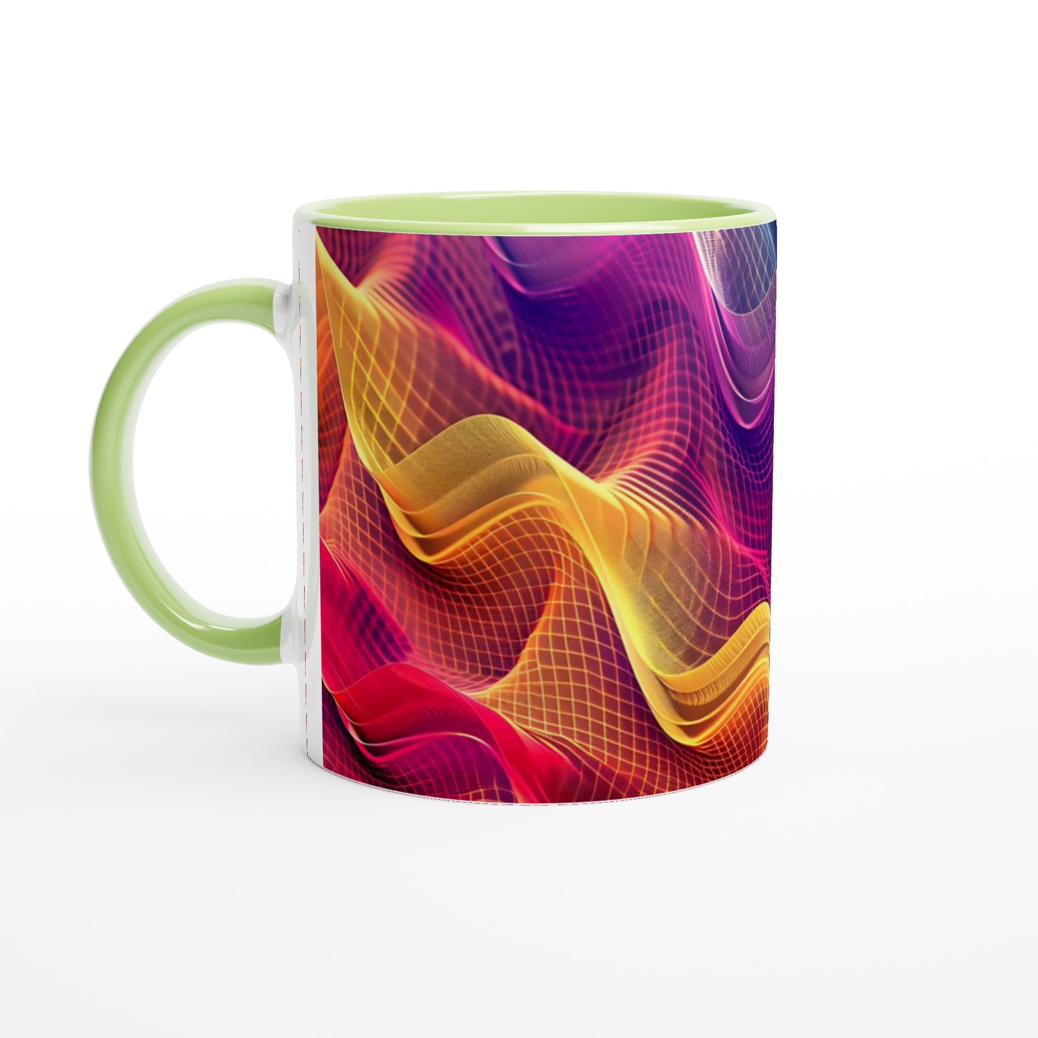 Vit 11oz keramisk mugg med livfull abstrakt design i flera färger 7 b46b329d-8016-4cb9-b0b8-8b26239271ad