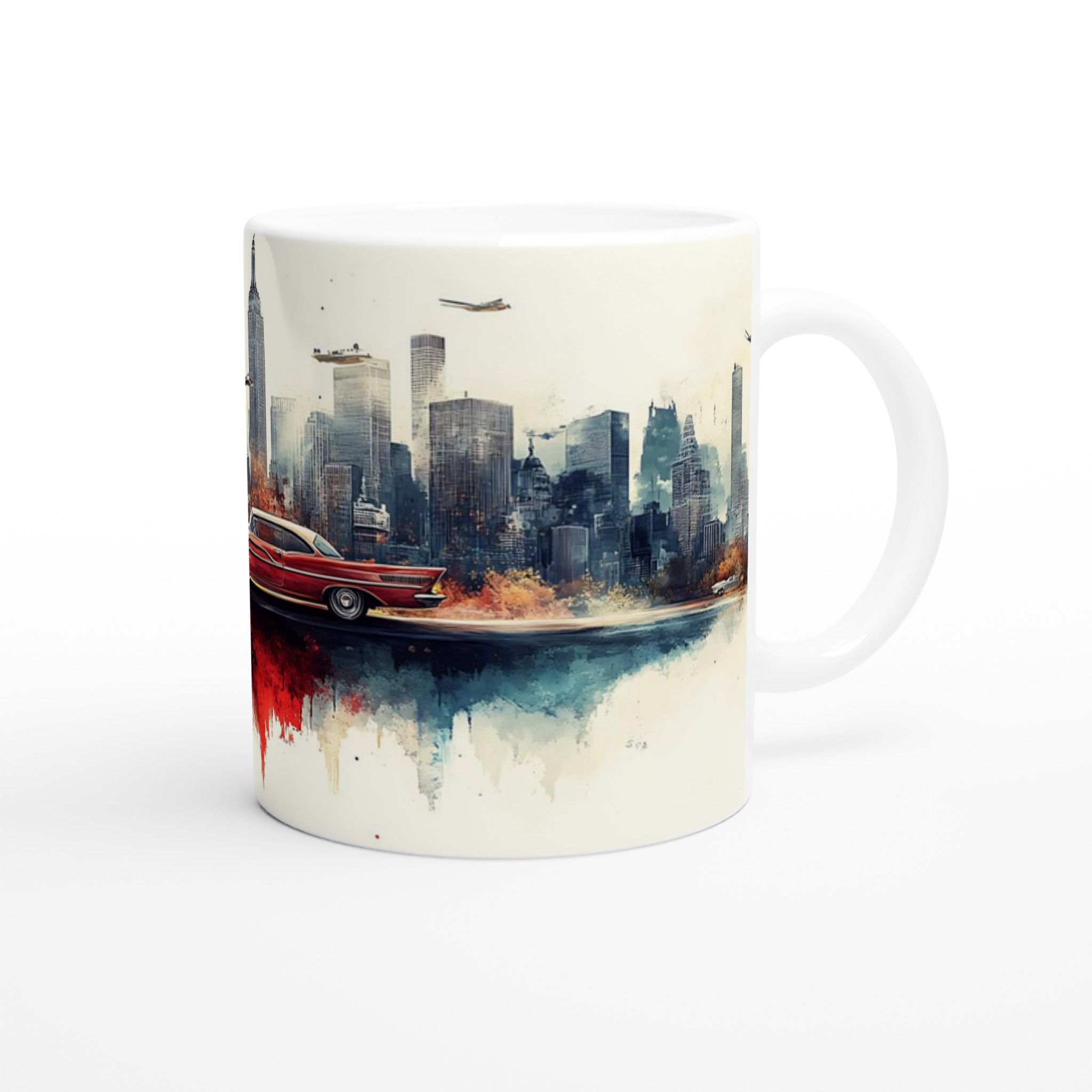 Retro Cityscape Drömmugg – 11 oz Keramisk Kaffemugg i ditt val av färg 10 b4732a38-d137-410c-a847-49b7e29e1708