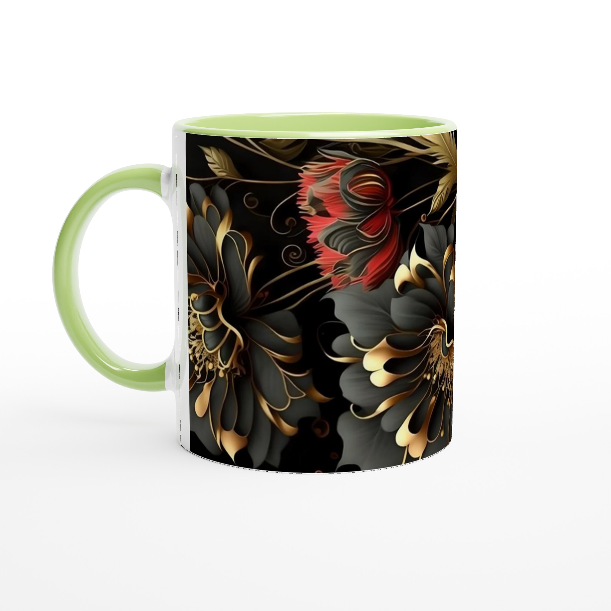 Elegant 11oz Keramisk Mugg med Gyllene Blommotiv – Välj Bland Flera Färger 7 b473da73-6139-4eaa-9985-2a7c860e5bf1