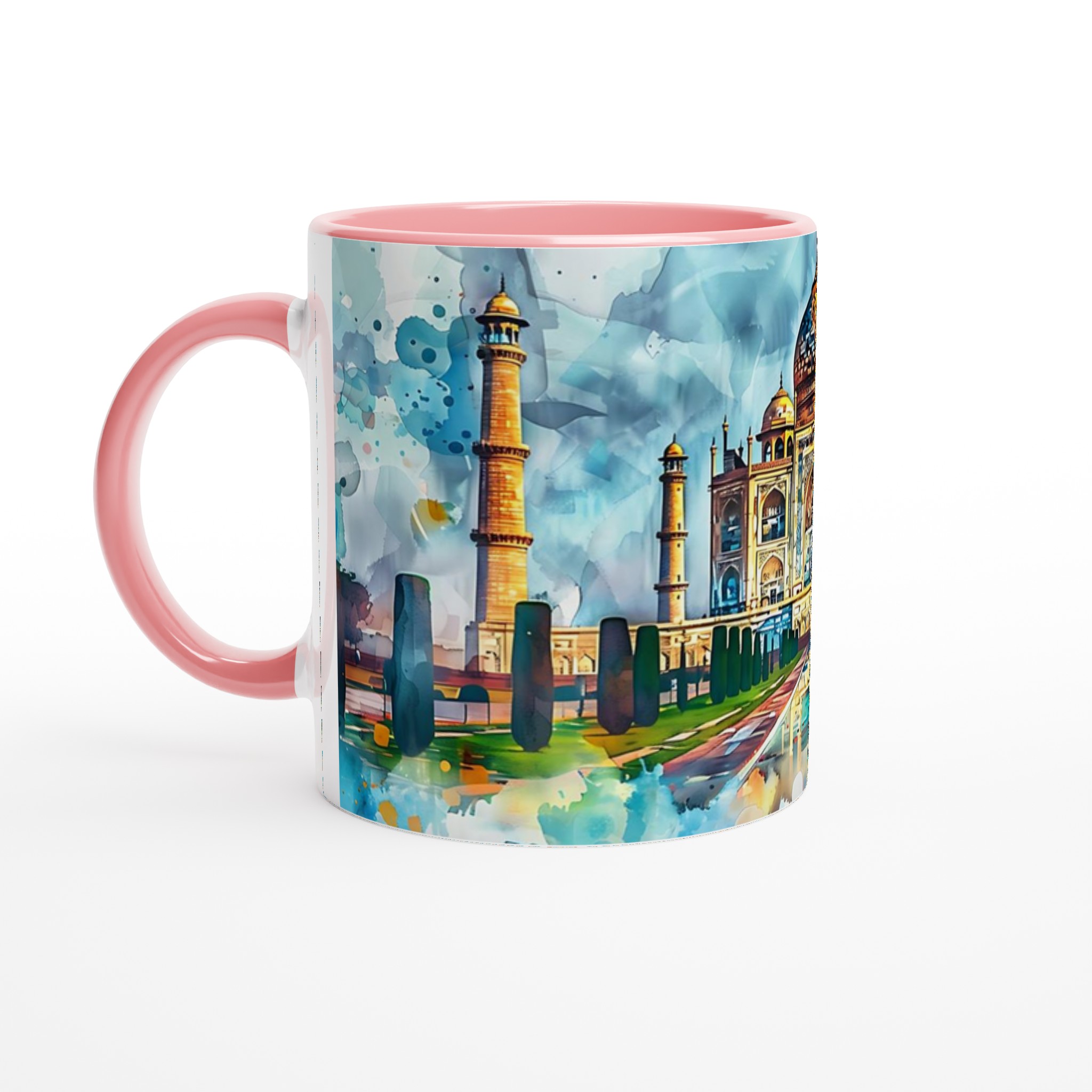 Taj Mahal Akvarellmugg – Konstnärlig 11 oz keramikmugg i ditt val av sju livfulla färger 6 b49bce04-fcd3-4800-b015-0625d4b0b2c8