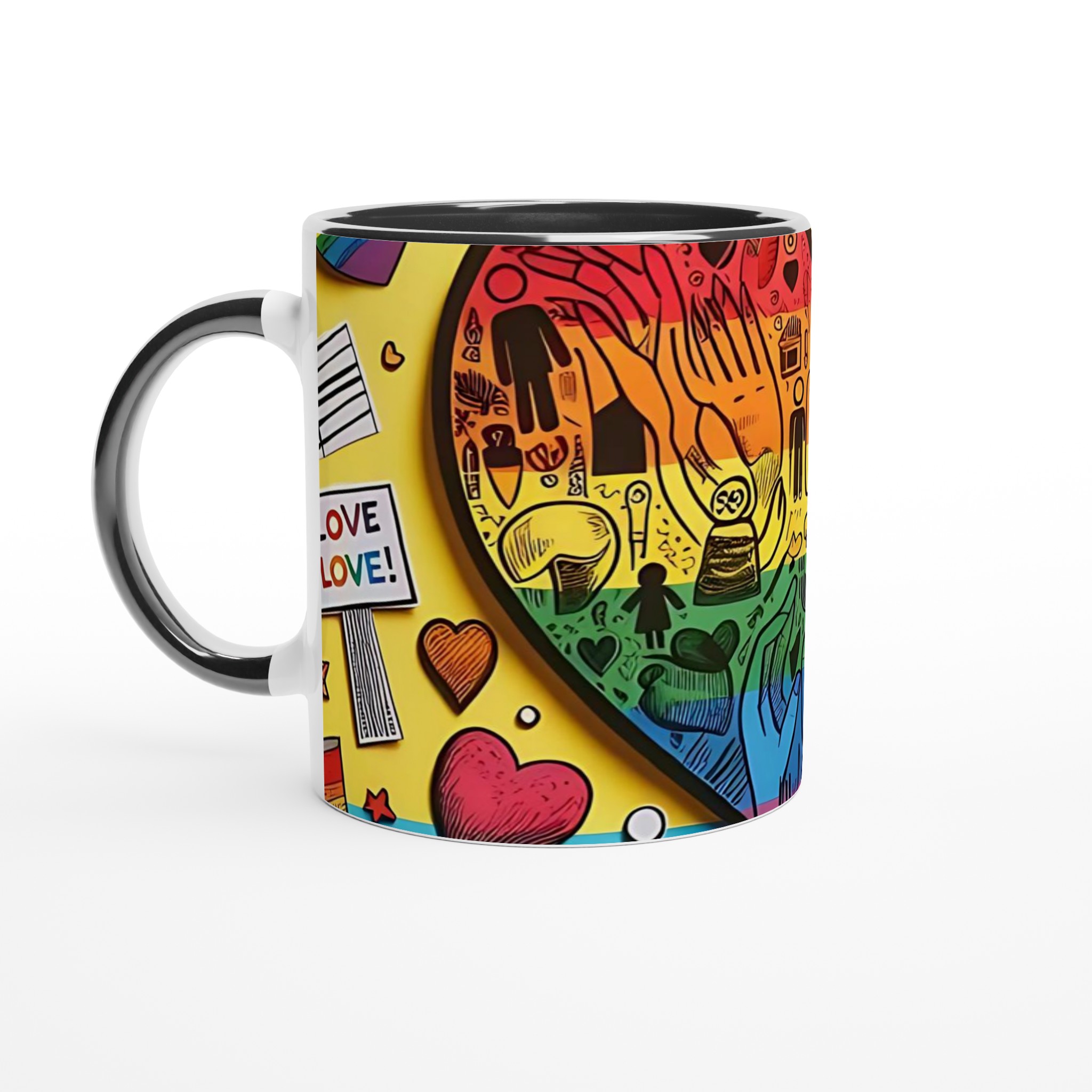 Färgstark 11oz keramisk mugg med regnbågshjärta – välj din favoritfärg för kissar som älskar kärlek 4 b4a48b0c-24c6-47c1-91c6-b6a9f8aaea6a