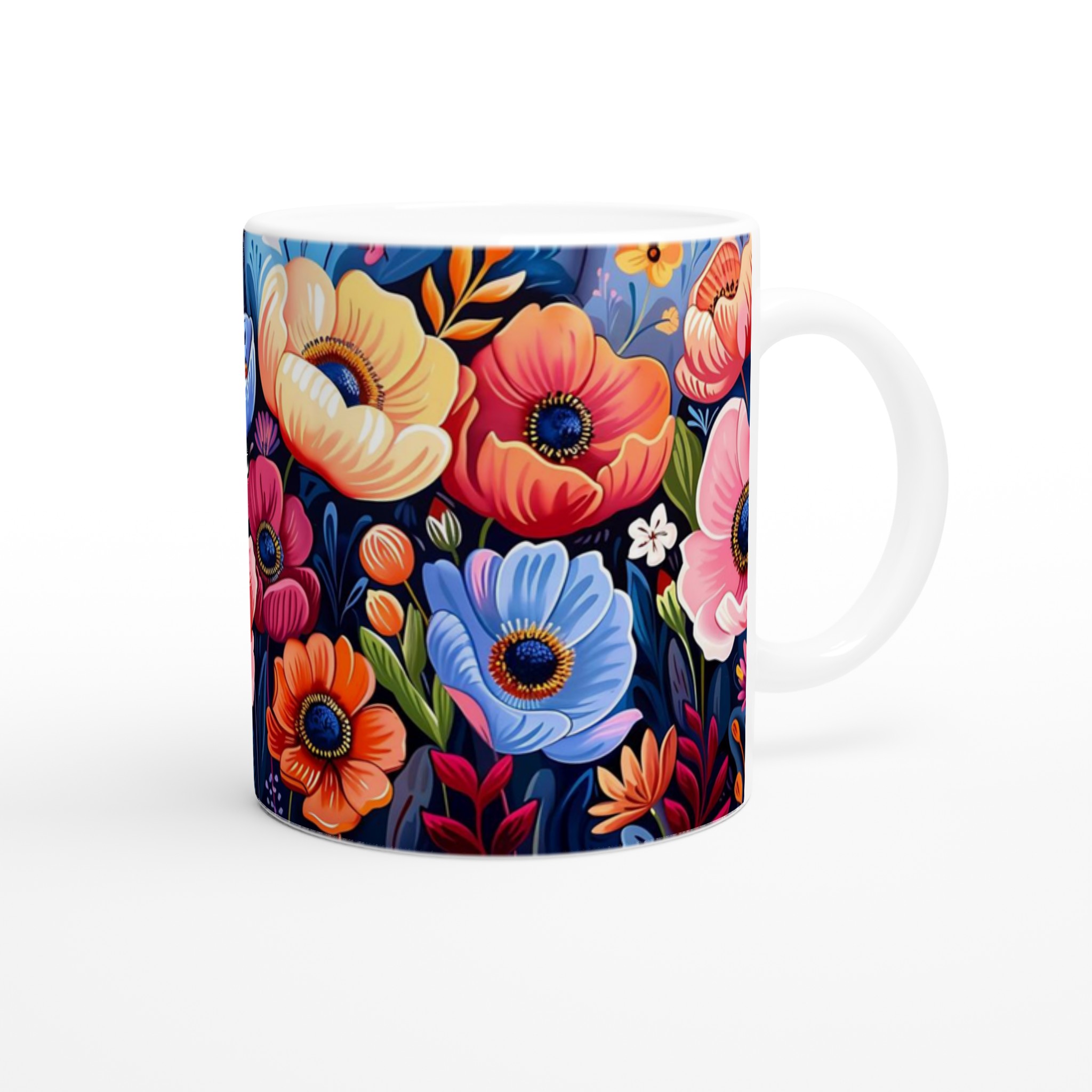 Färgsprakande Blomstermugg – 11 oz Keramisk Mugg för Kaffe & Te i Sju Levande Färger 9 b4a53baf-8cf8-491e-a179-36eed8bfb701