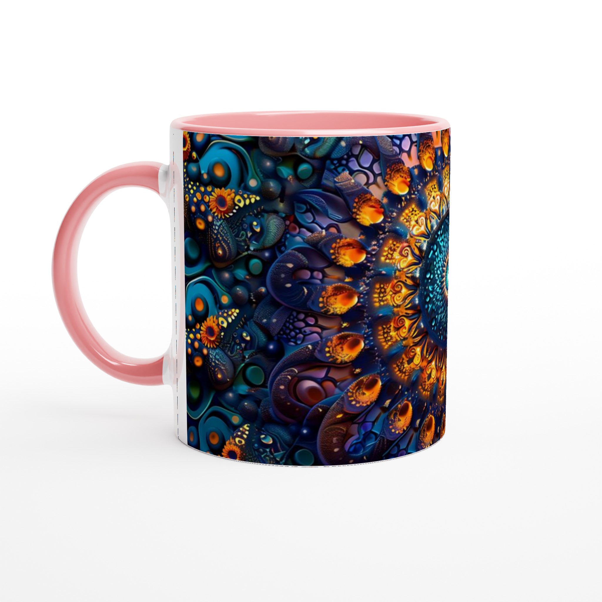 Kosmisk Mandala Mugg – 11oz Keramikmugg med Mystisk Abstrakt Konst i Guld & Turkos 6 b4d512db-94a4-42e4-b6dc-a5311d054848