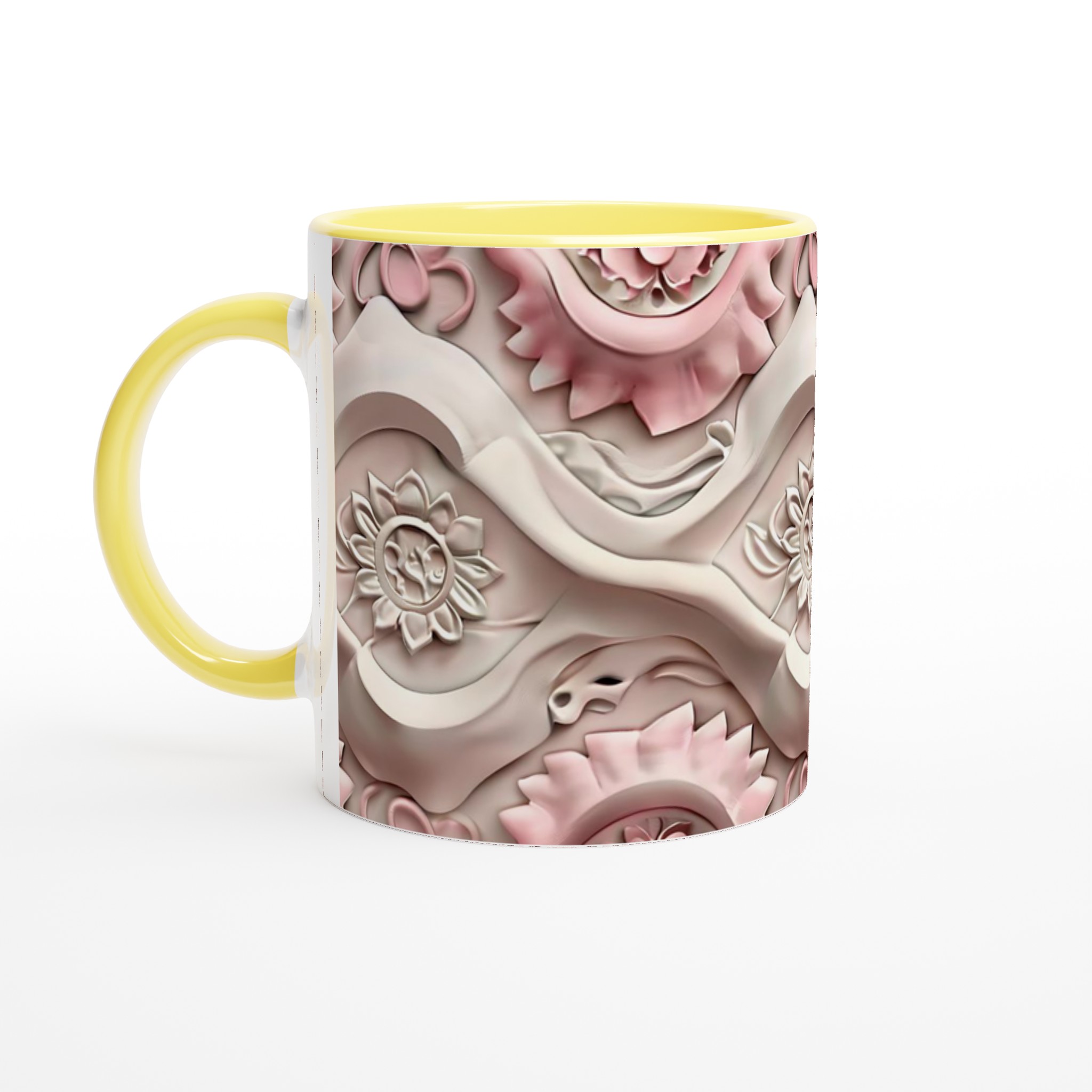 Elegant 11oz Keramisk Mugg – Delikat Reliefdesign i Rosa & Vitt, Välj bland 7 Förtrollande Färger 3 b4d62483-a181-490e-b92a-947a49e0845d